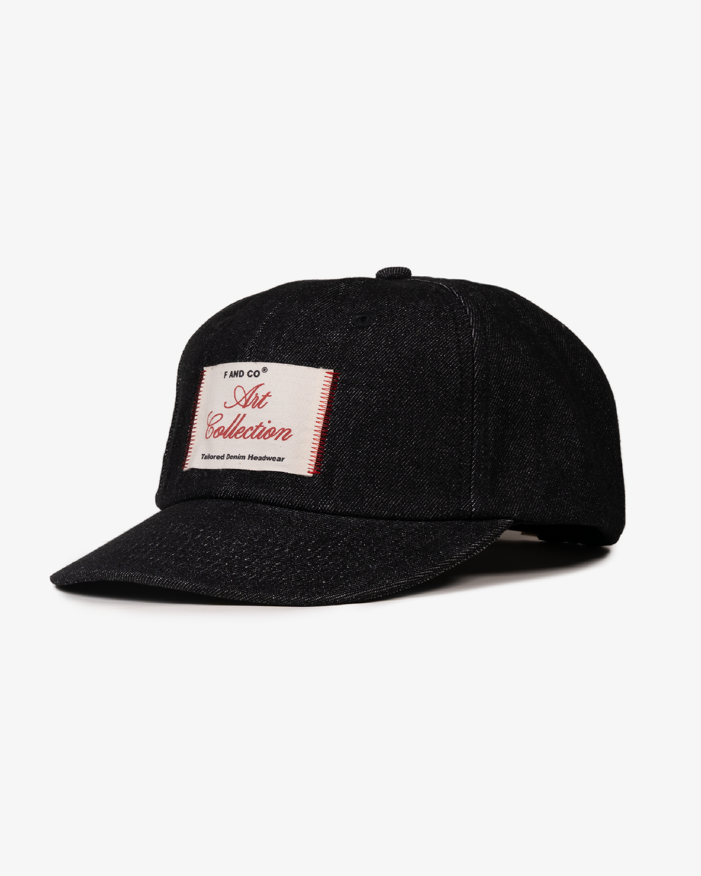 Patch Denim Cap - Short Brim 6 Panel - Black Denim