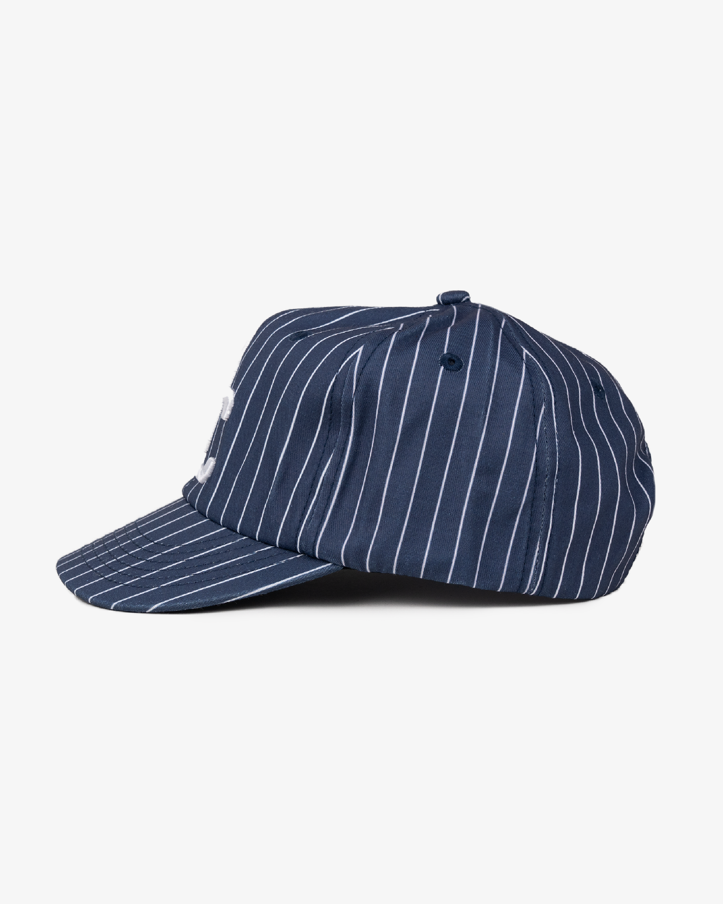 Monogram Ball Cap - Short Brim 6 Panel - Navy Pinstripe