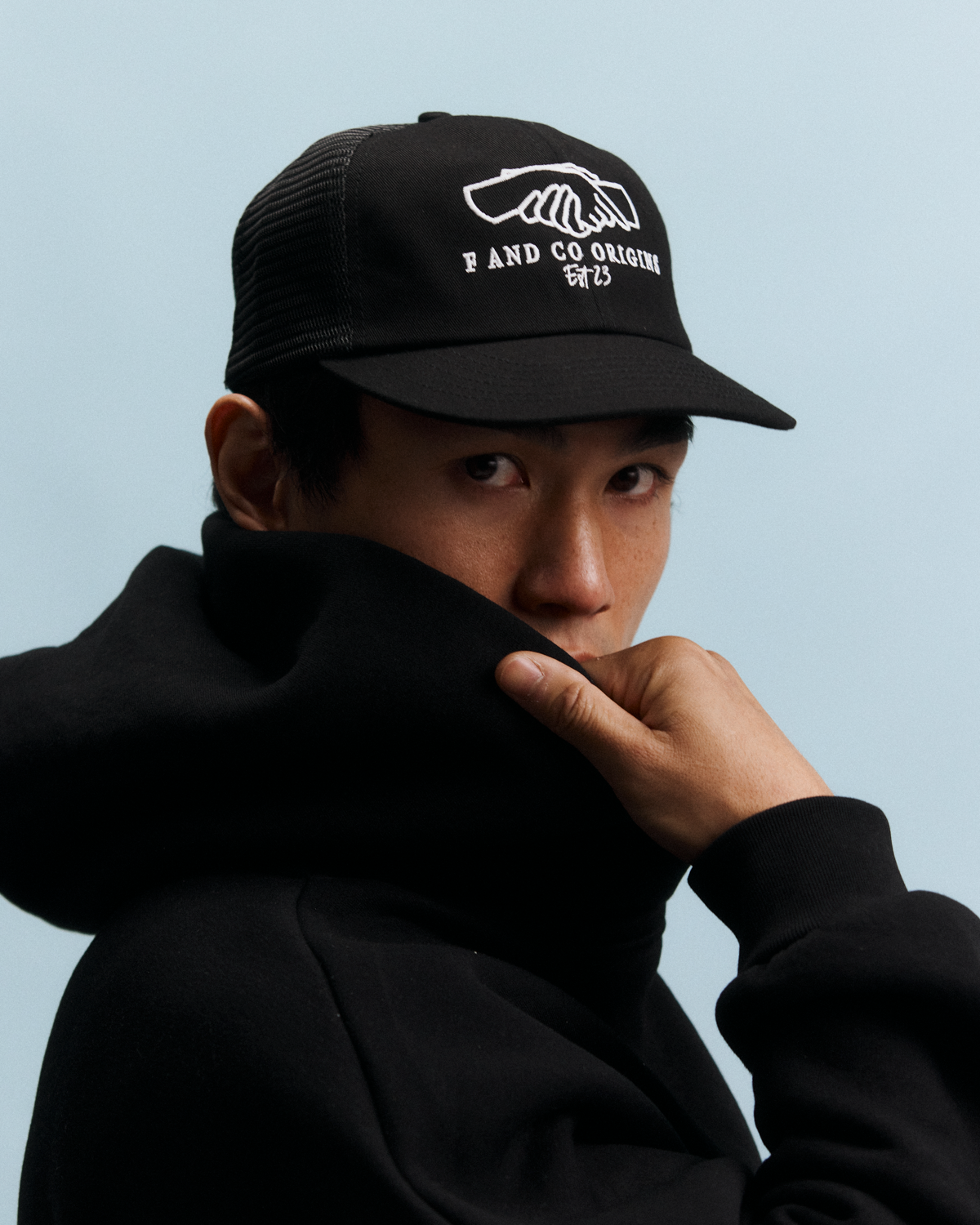 Origins Trucker Cap - Short Brim 5 Panel - Black