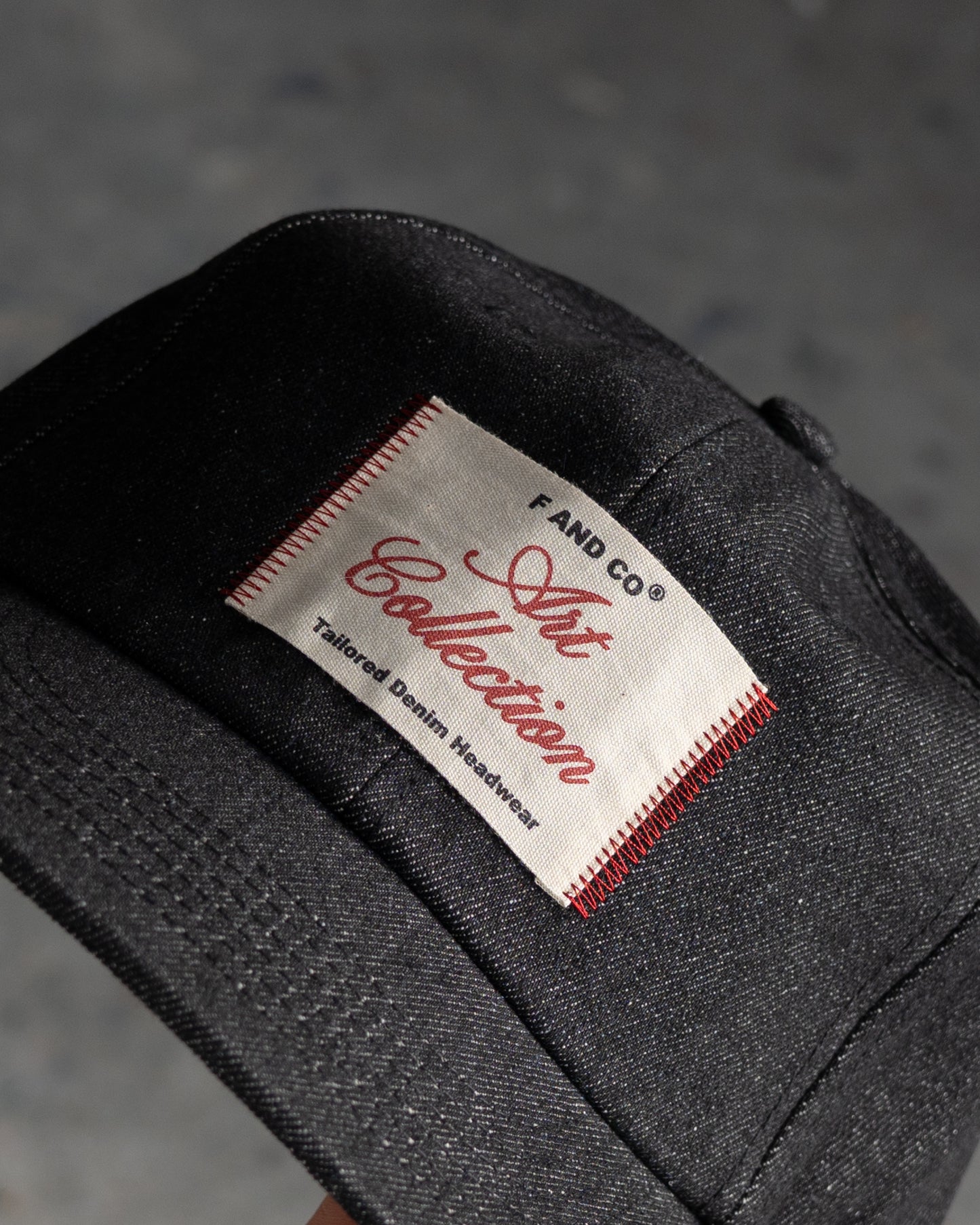 Patch Denim Cap - Short Brim 6 Panel - Black Denim