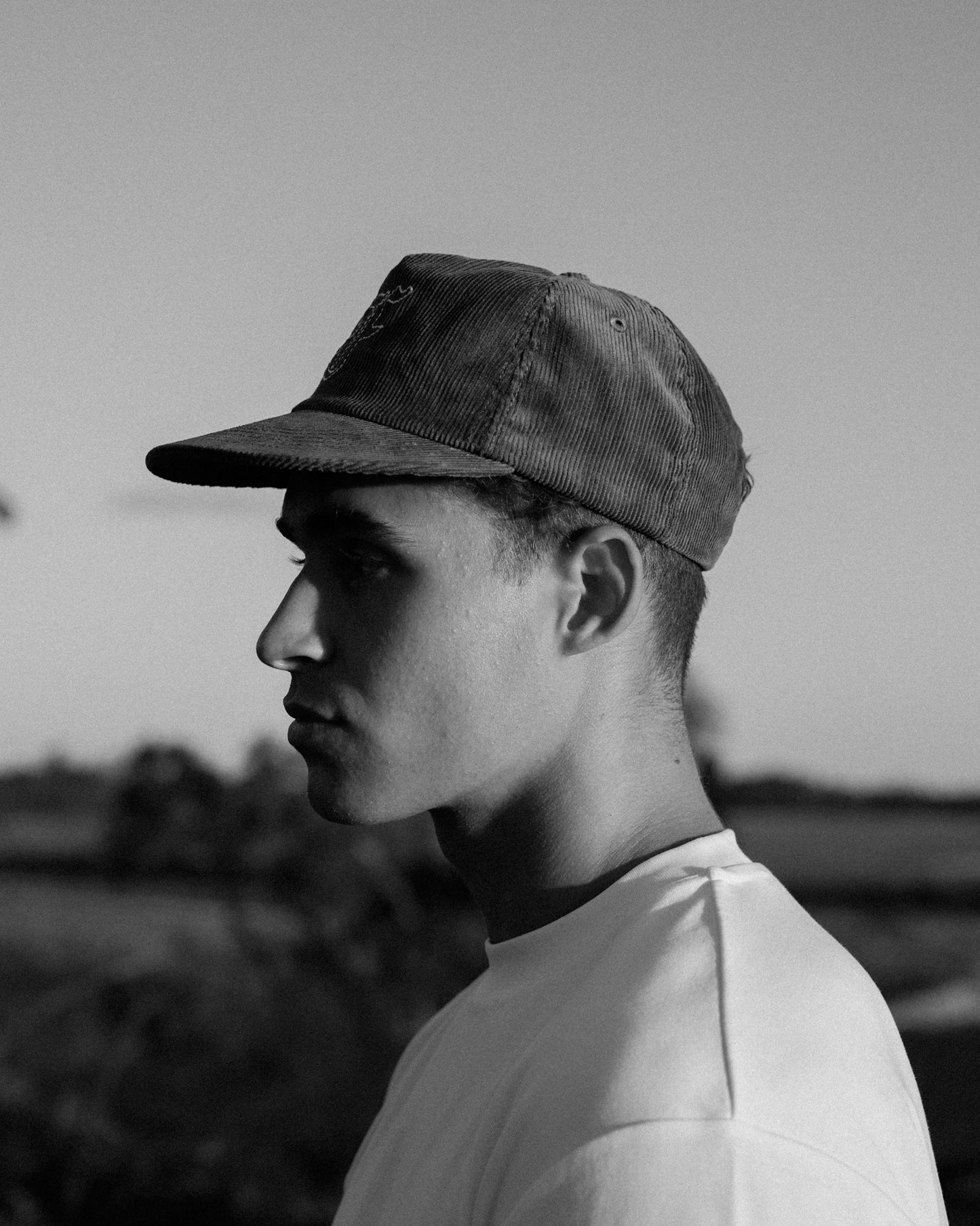 Letterman Cord Cap - 5 Panel - Grey/Blue