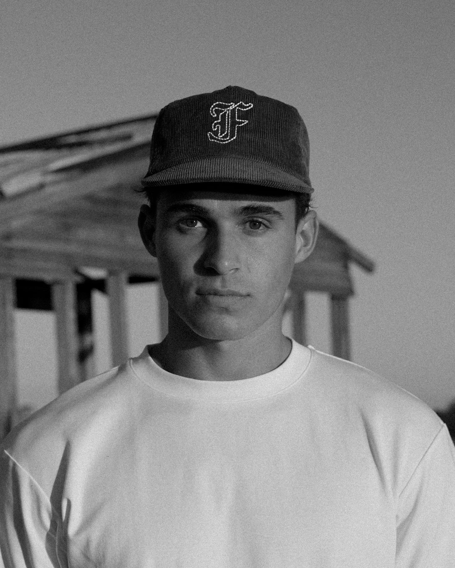 Letterman Cord Cap - 5 Panel - Grey/Blue