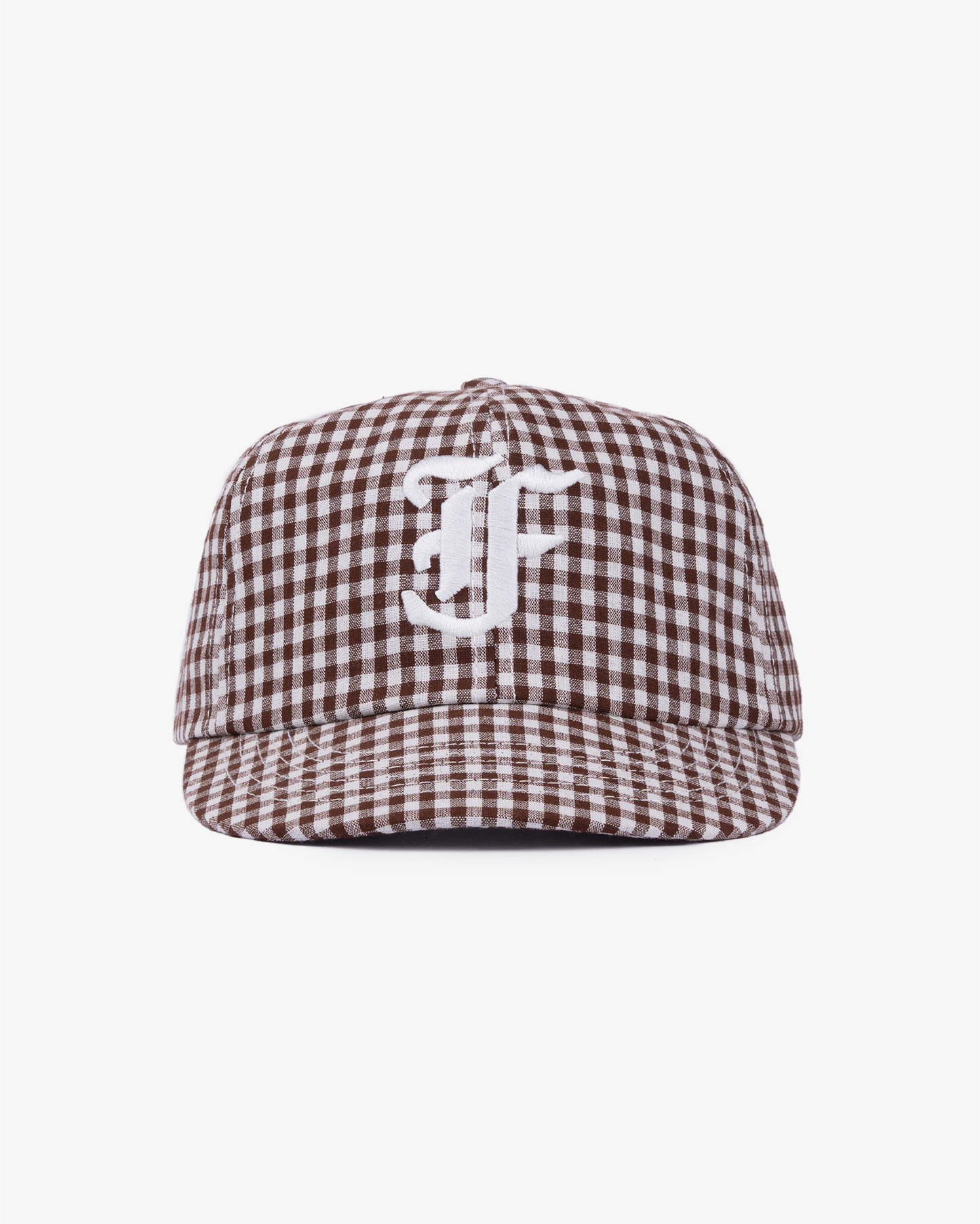 Picnic Letterman Cap - Short Brim 6 Panel - Brown/White Plaid