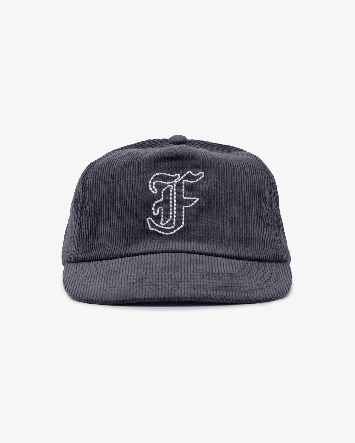 Letterman Cord Cap - 5 Panel - Grey/Blue