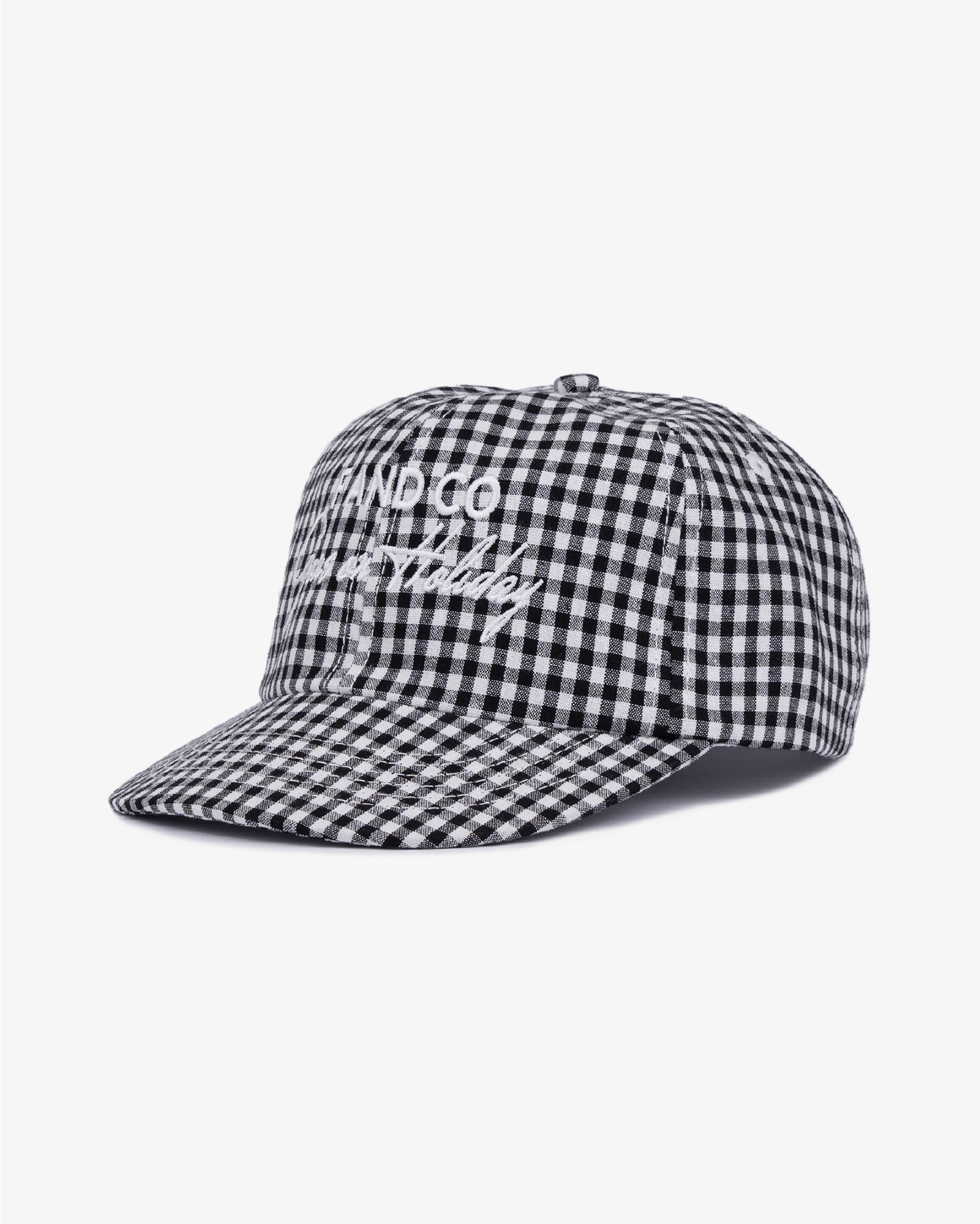 Picnic Cap - Short Brim 6 Panel - Black/White Plaid