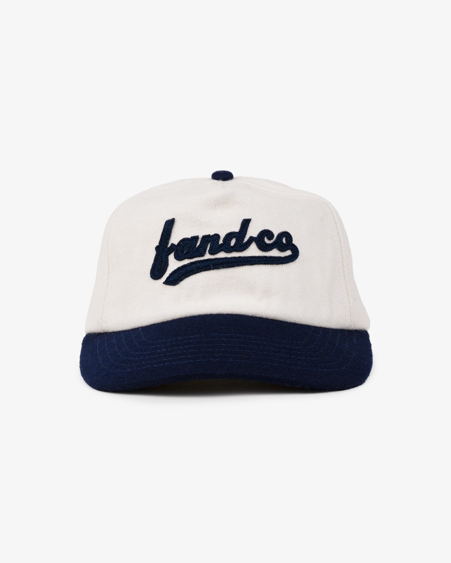 Script Ball Cap - Wide Brim 5 Panel - Off White/Navy