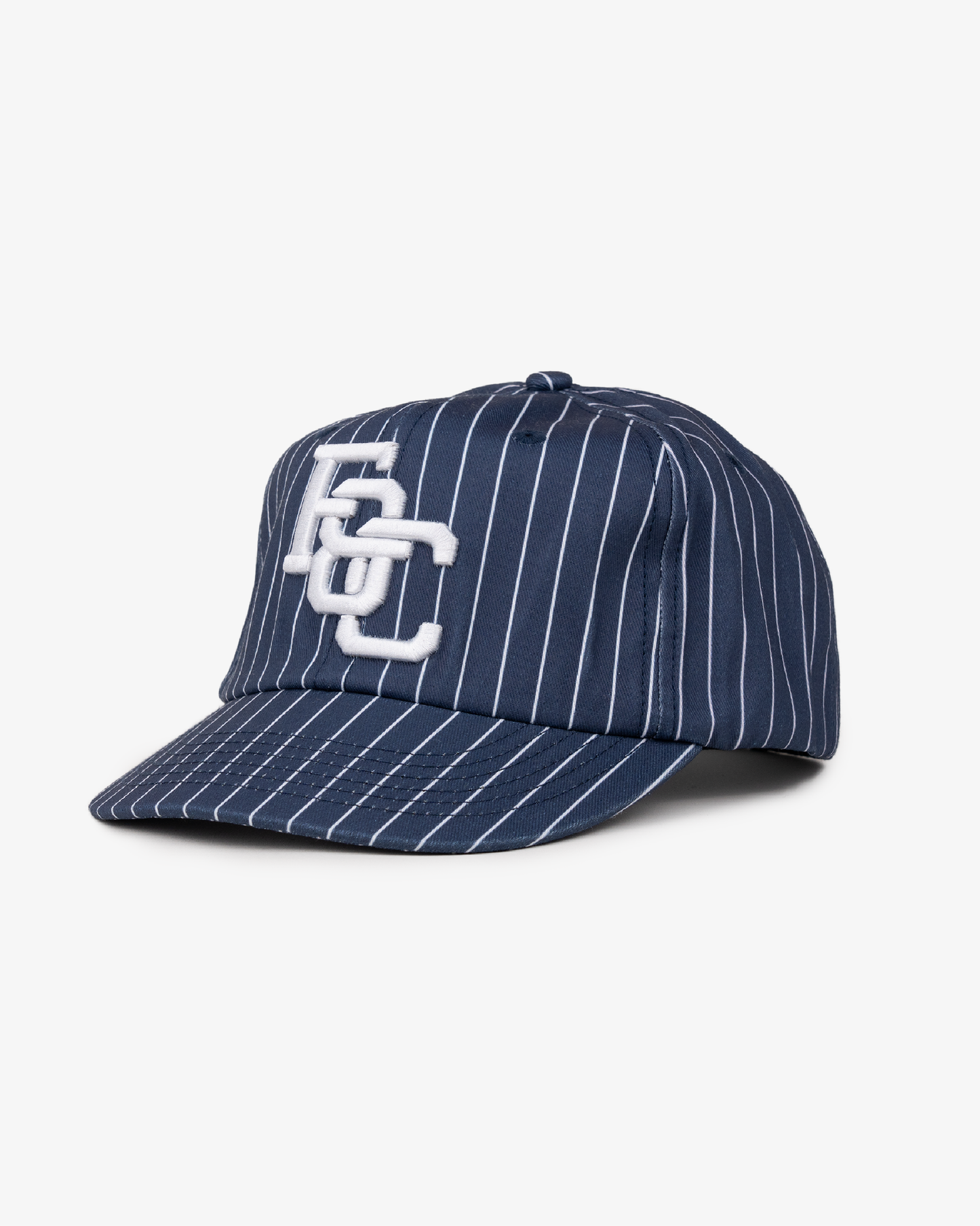 Monogram Ball Cap - Short Brim 6 Panel - Navy Pinstripe