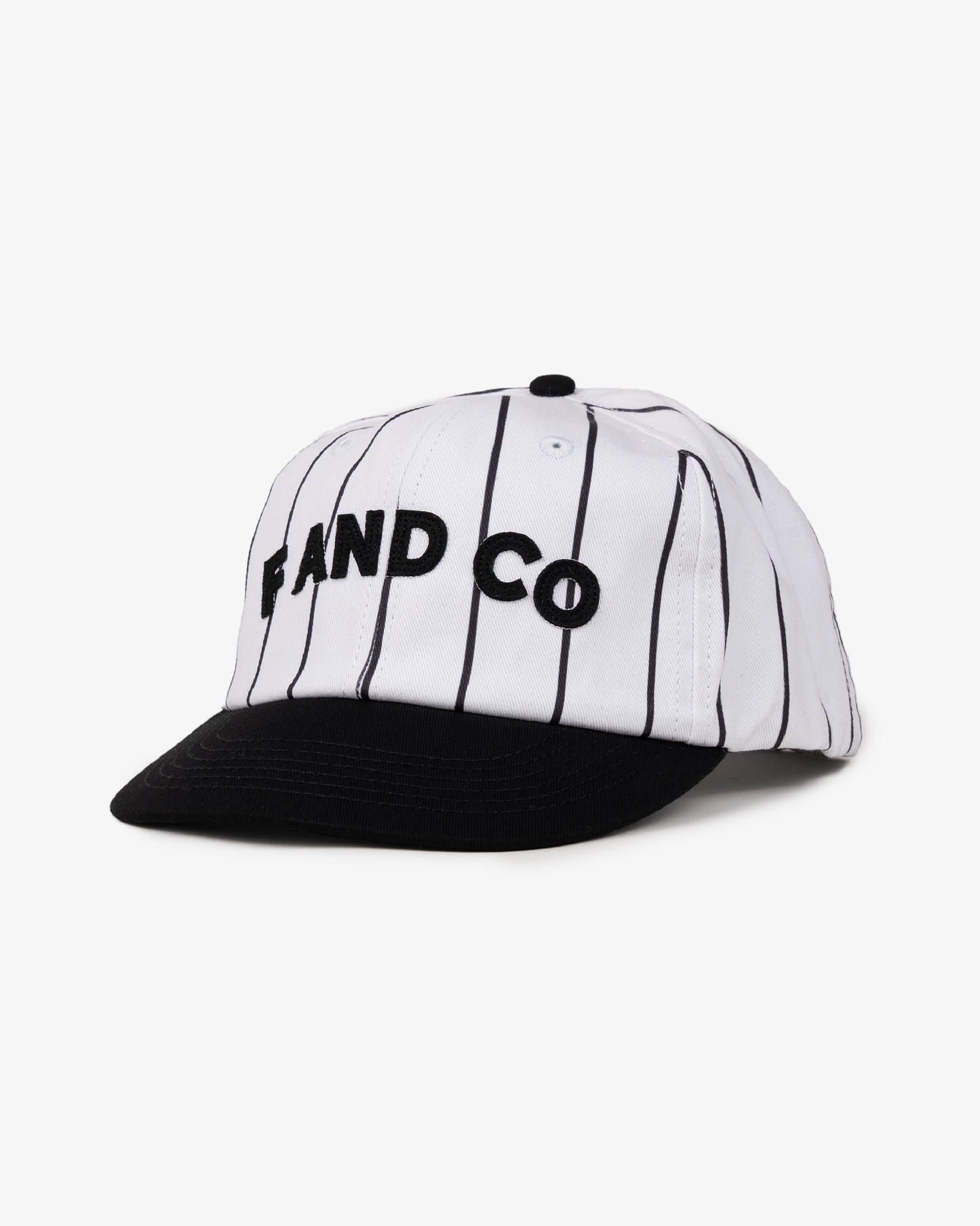Letter Ball Cap - Short Brim 6 Panel - Off White/Black Pinstripe