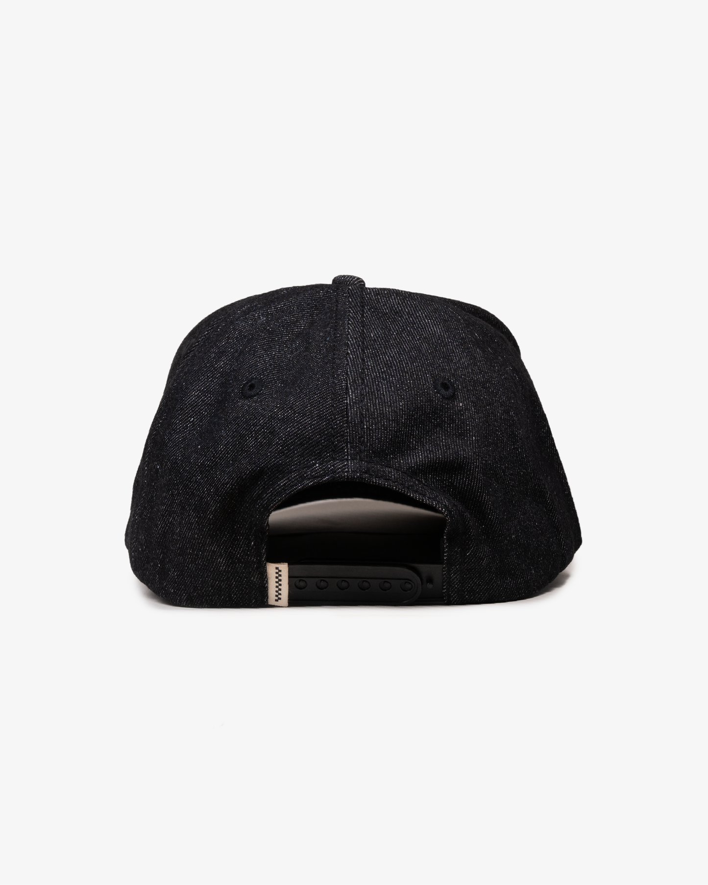 Denim Script Cap - Wide Brim 5 Panel - Black Denim