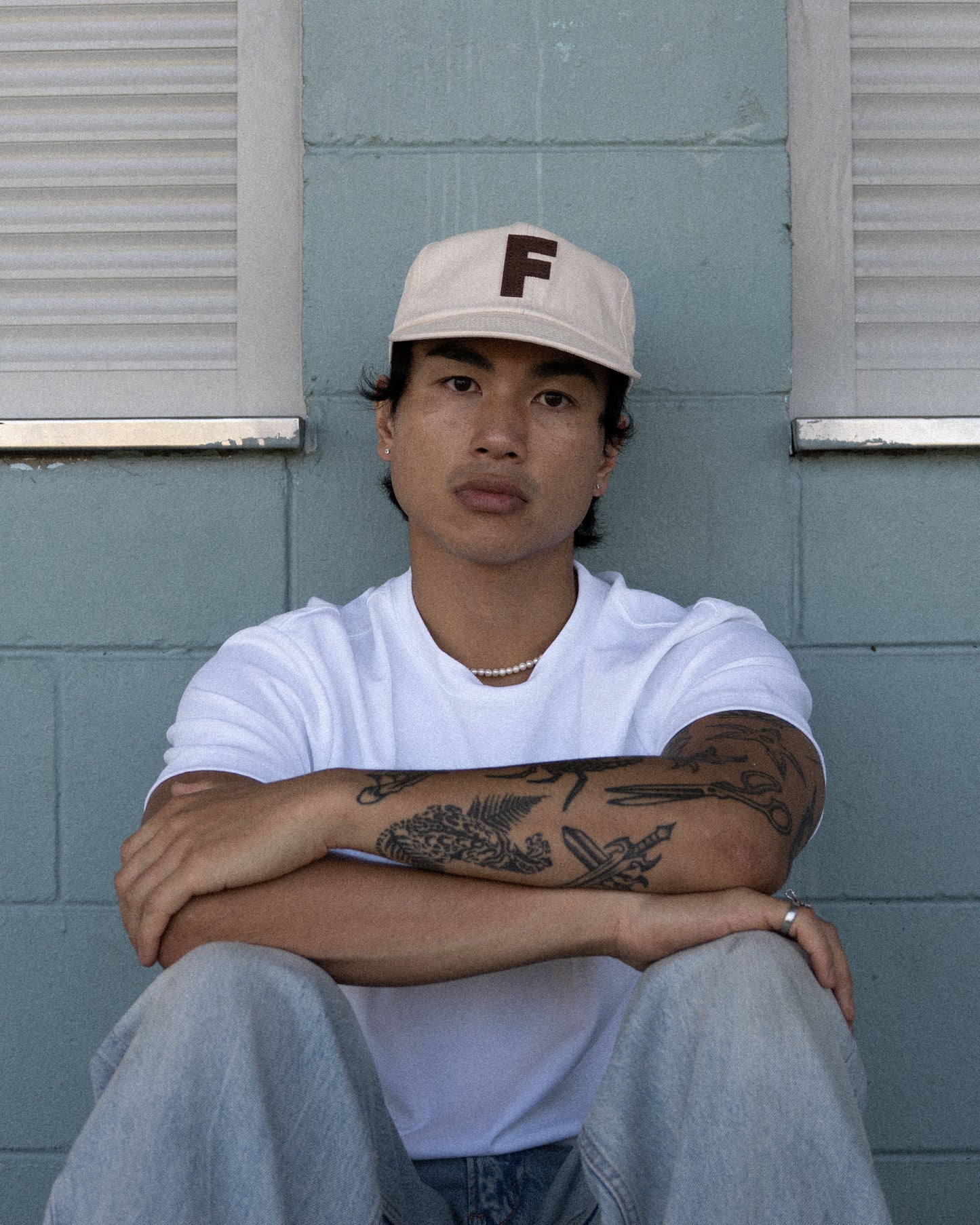 F Ball Cap - 6 Panel - Beige