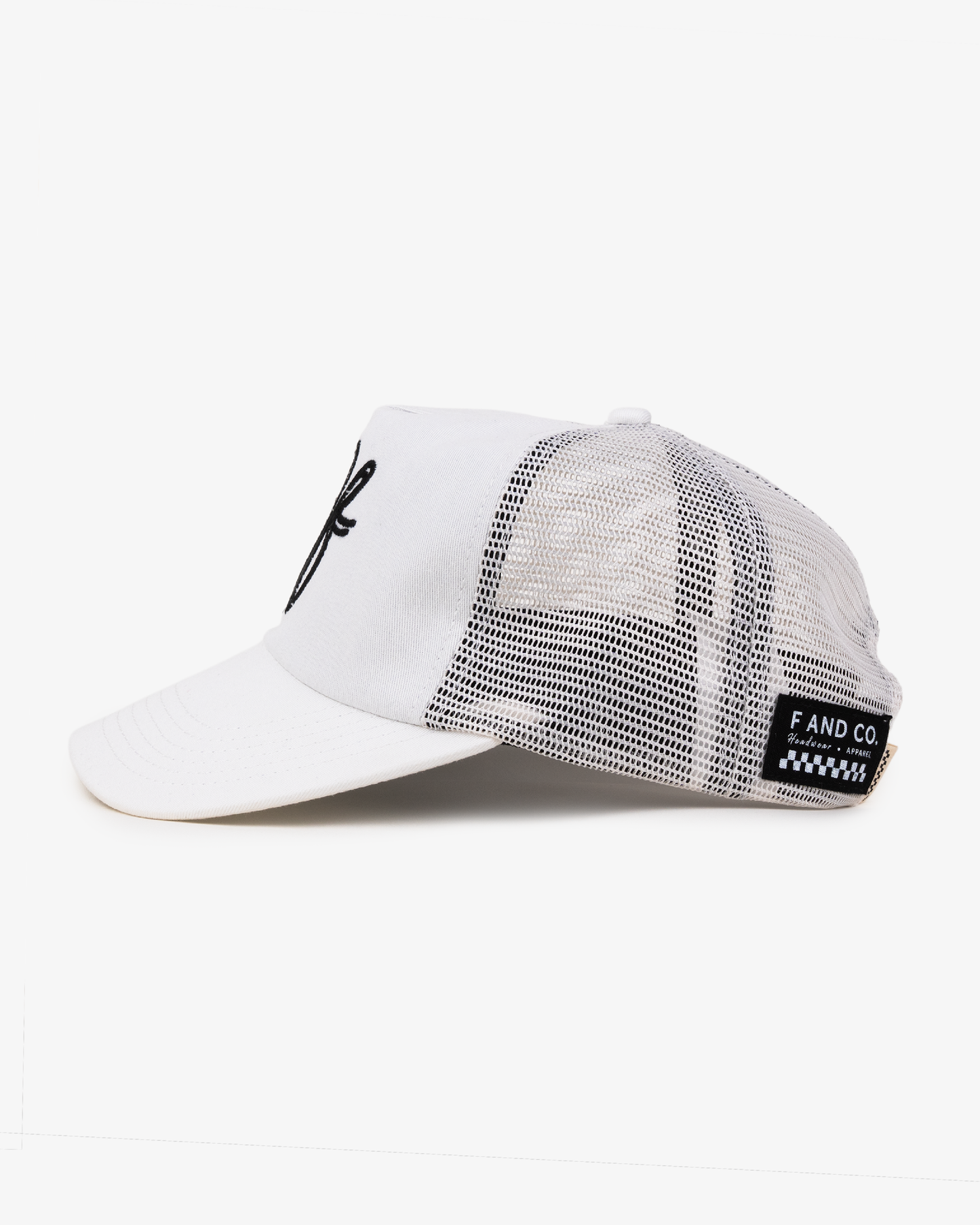 Heart Monogram Cap - Wide Brim 5 Panel - Off White/Trucker
