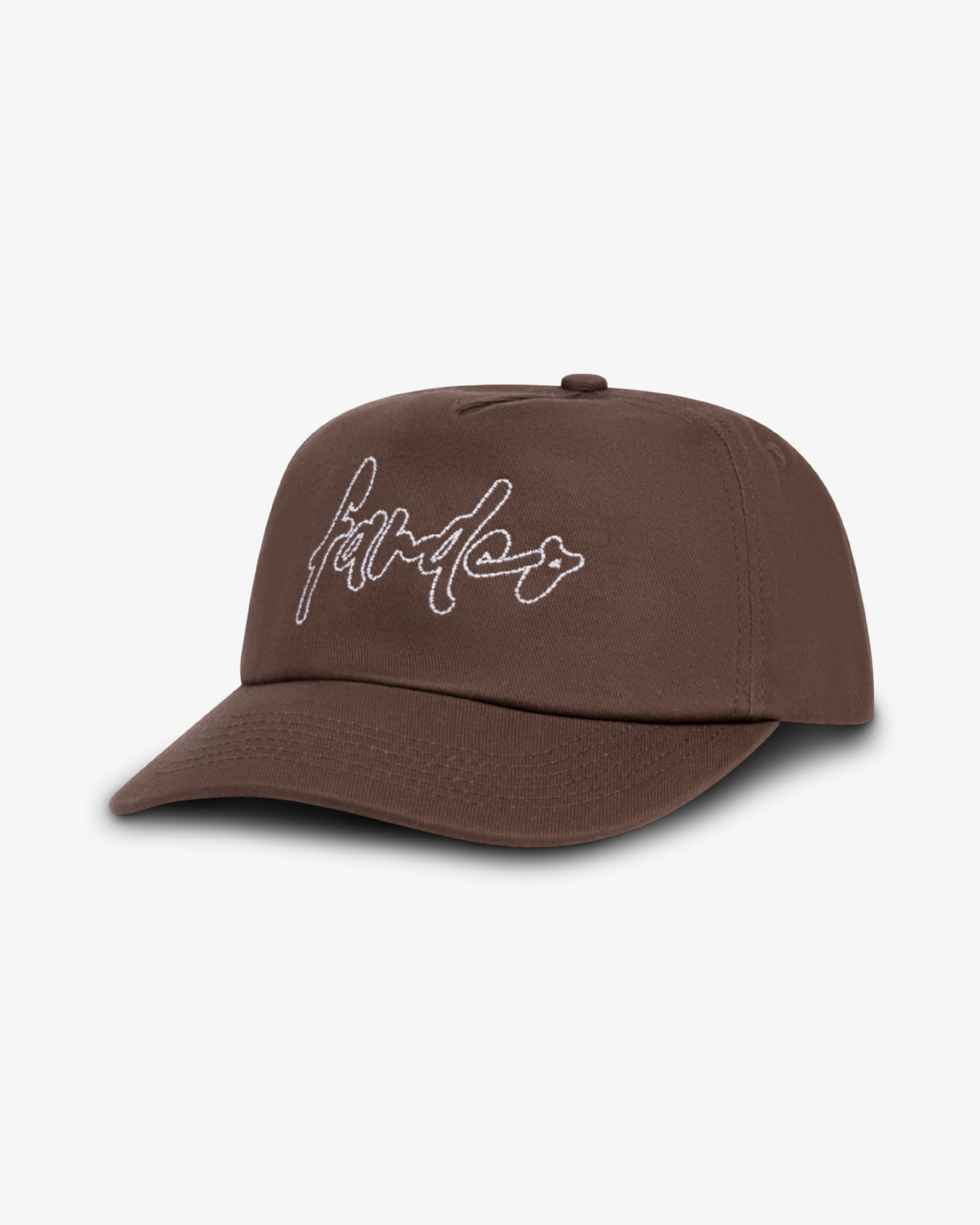 Outline Signage Cap - Short Brim 5 Panel - Brown