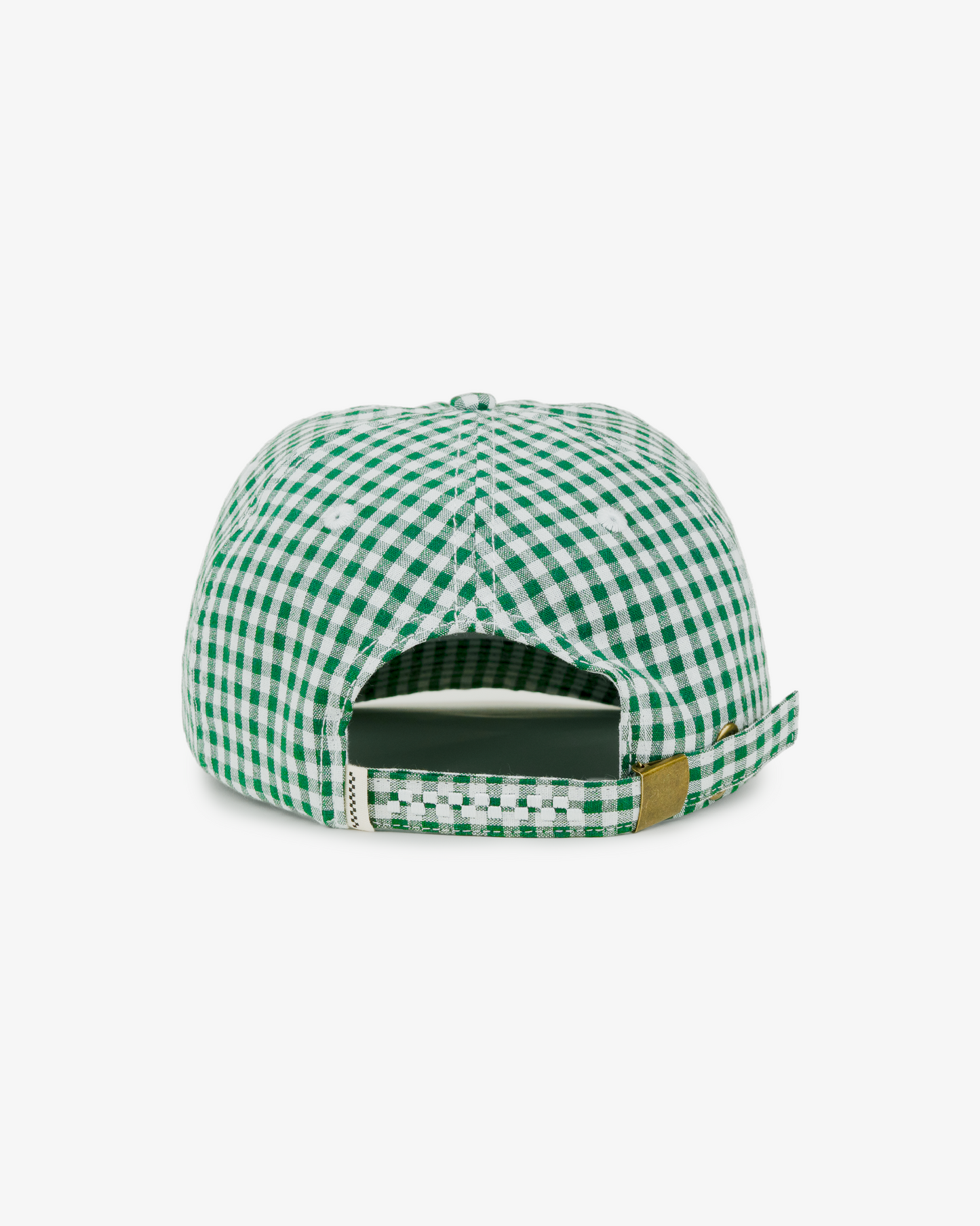 Picnic Letterman Cap - Short Brim 6 Panel - Green/White Gingham