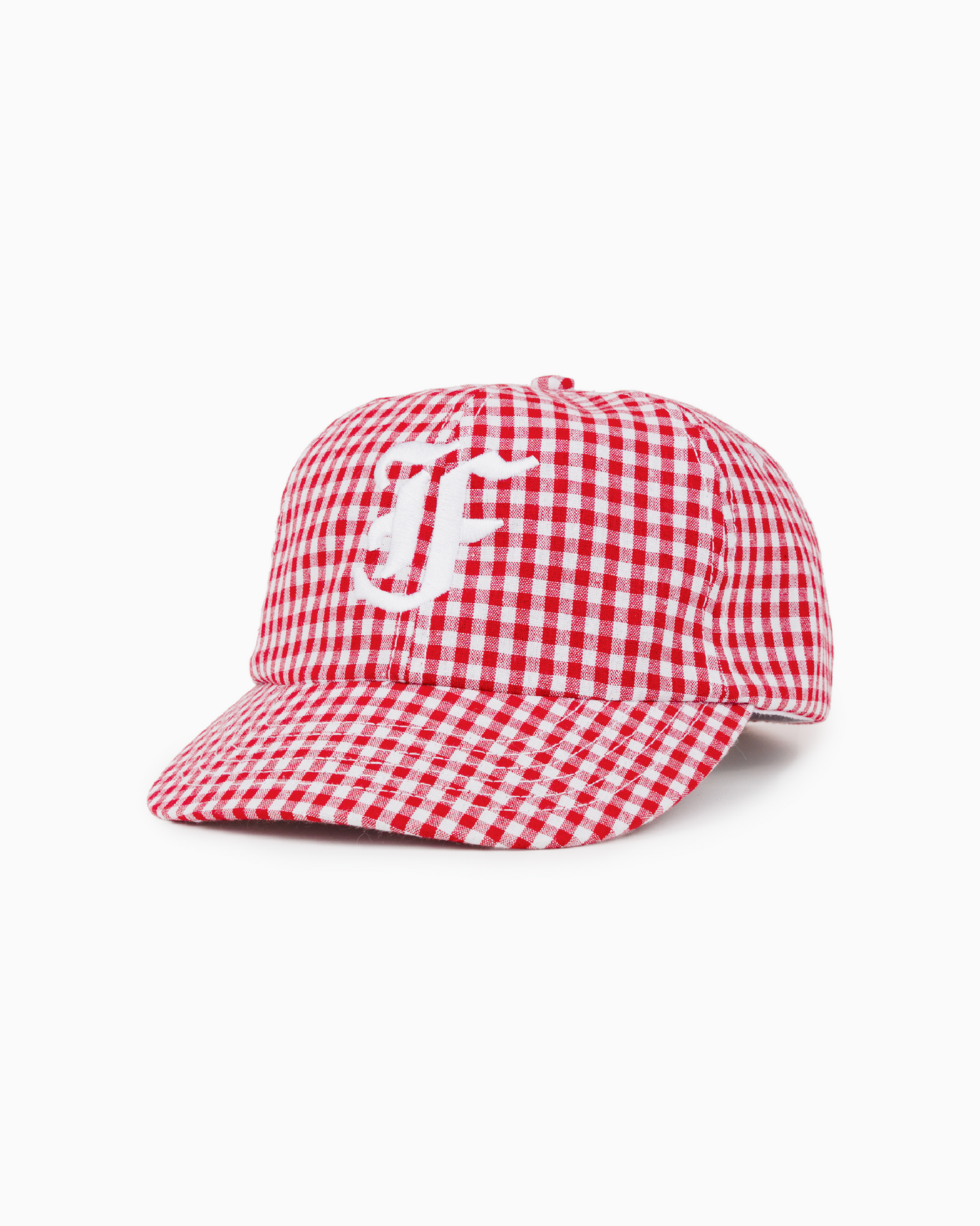 Picnic Letterman Cap - Short Brim 6 Panel - Red/White Gingham