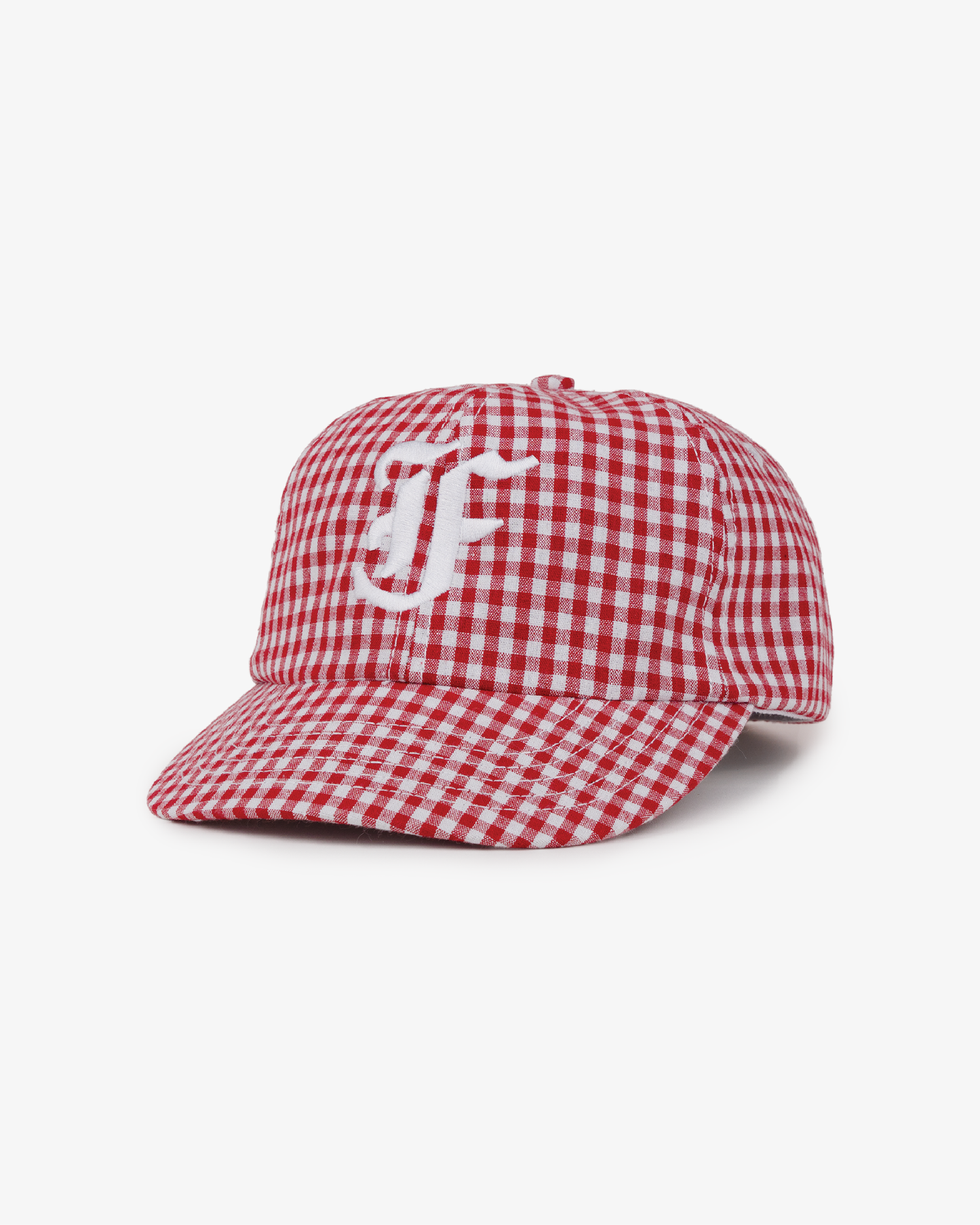Picnic Letterman Cap - Short Brim 6 Panel - Red/White Plaid