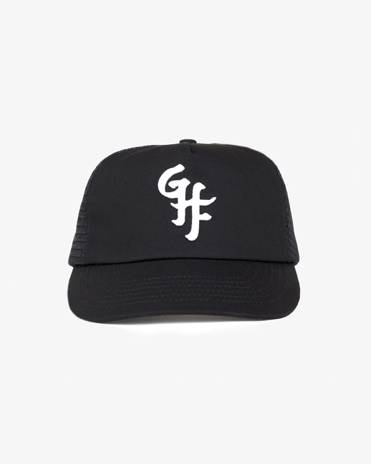 Glass Half Full Trucker Cap - 5 Panel - Black