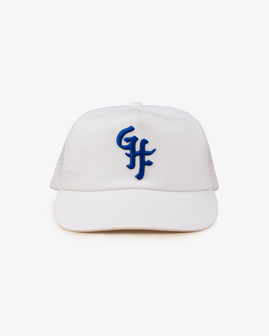Glass Half Full Trucker Cap - 5 Panel - White