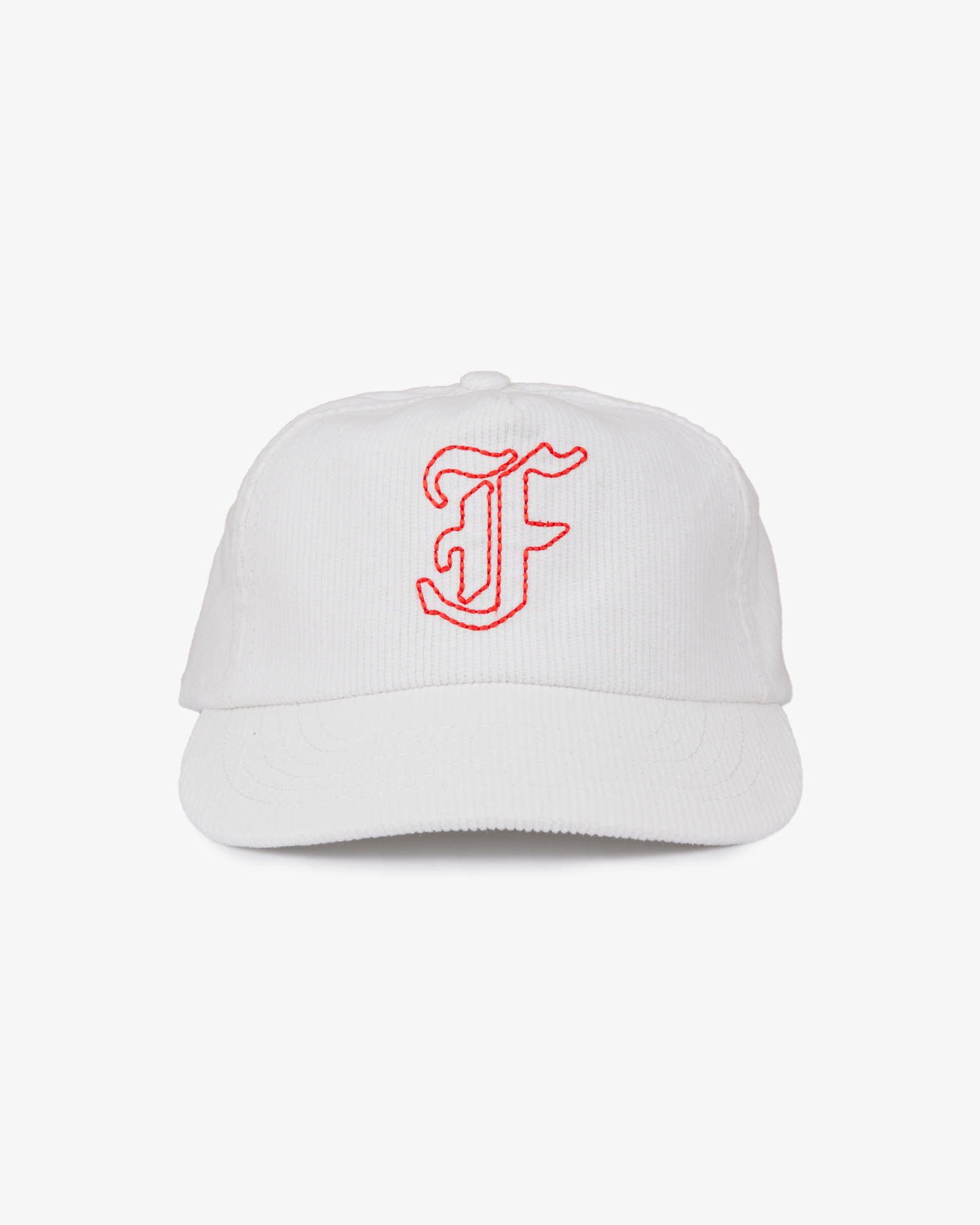 Letterman Cord Cap - 5 Panel - White