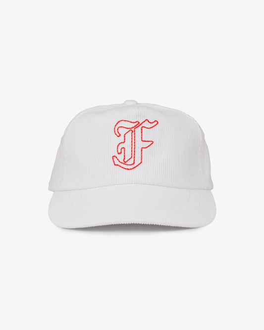 Letterman Cord Cap - 5 Panel - White