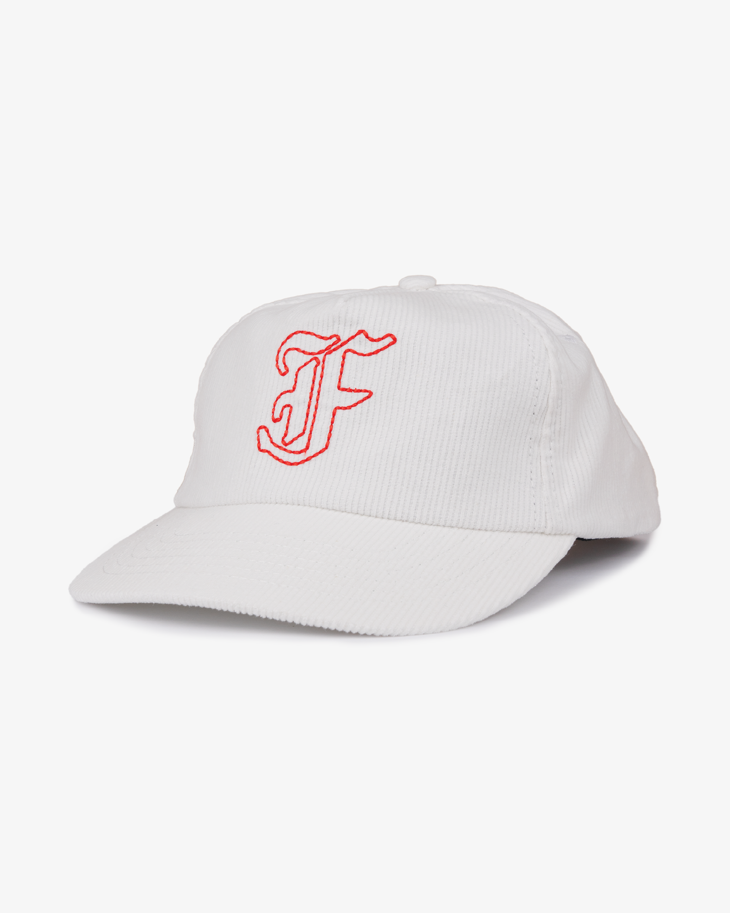 Letterman Cord Cap - 5 Panel - White