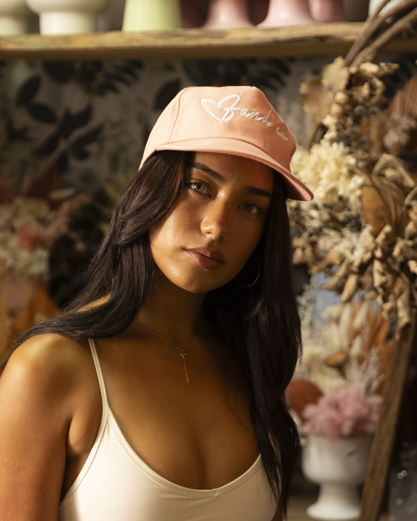 Heart Script Cap - 5 Panel - Salmon Pink