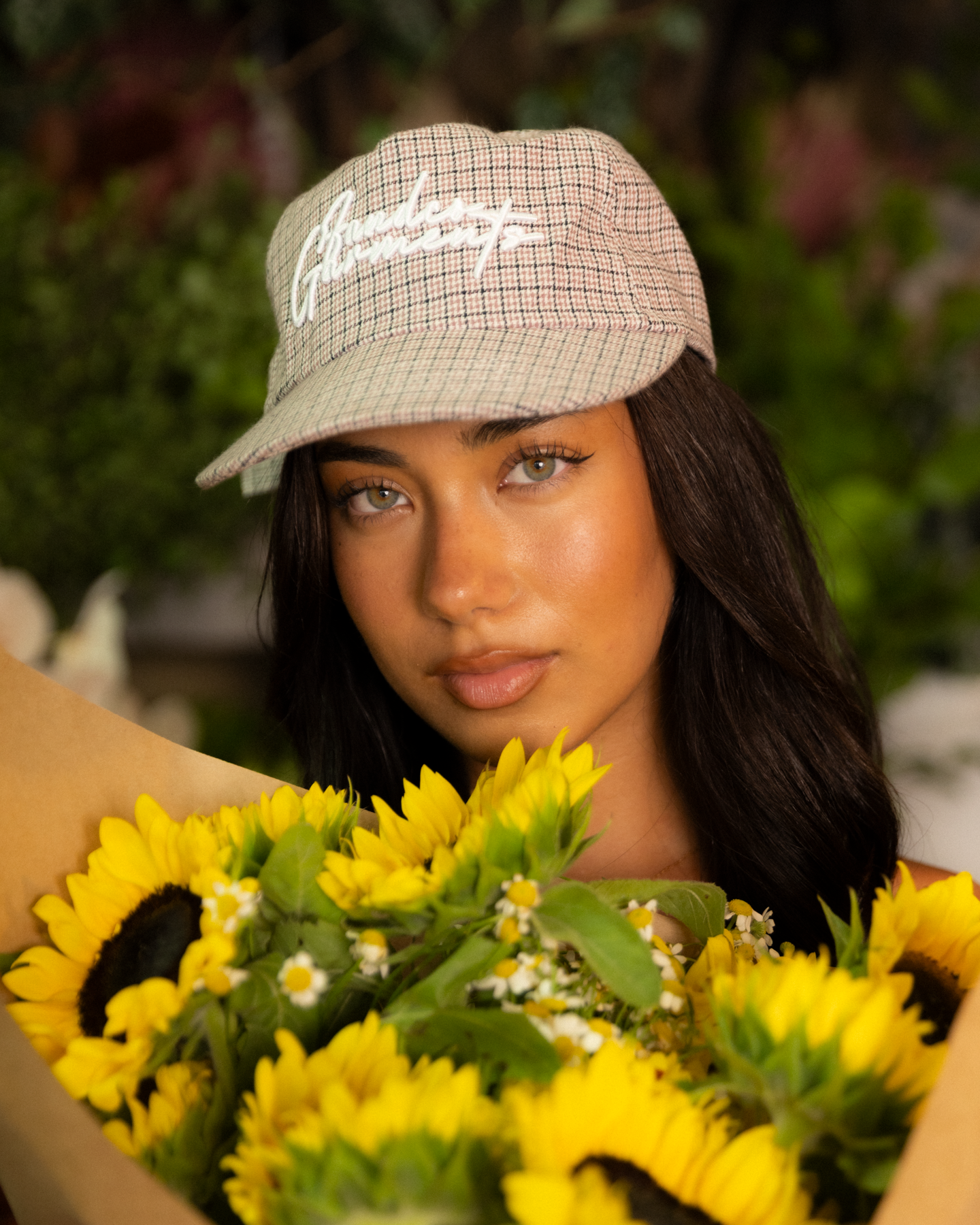 BHF Script Cap - Short Brim 5 Panel - Pink/Black Plaid