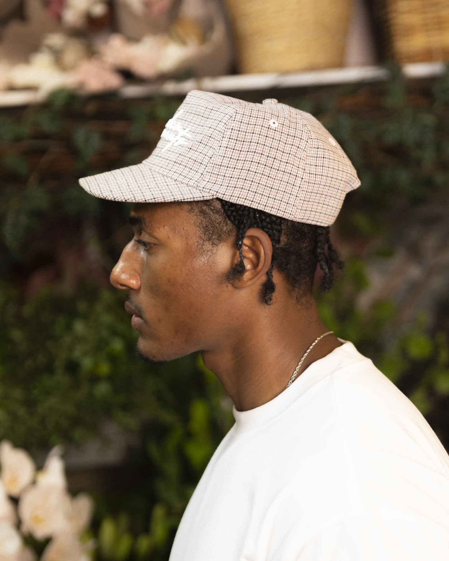 BHF Script Cap - Short Brim 5 Panel - Pink/Black Plaid