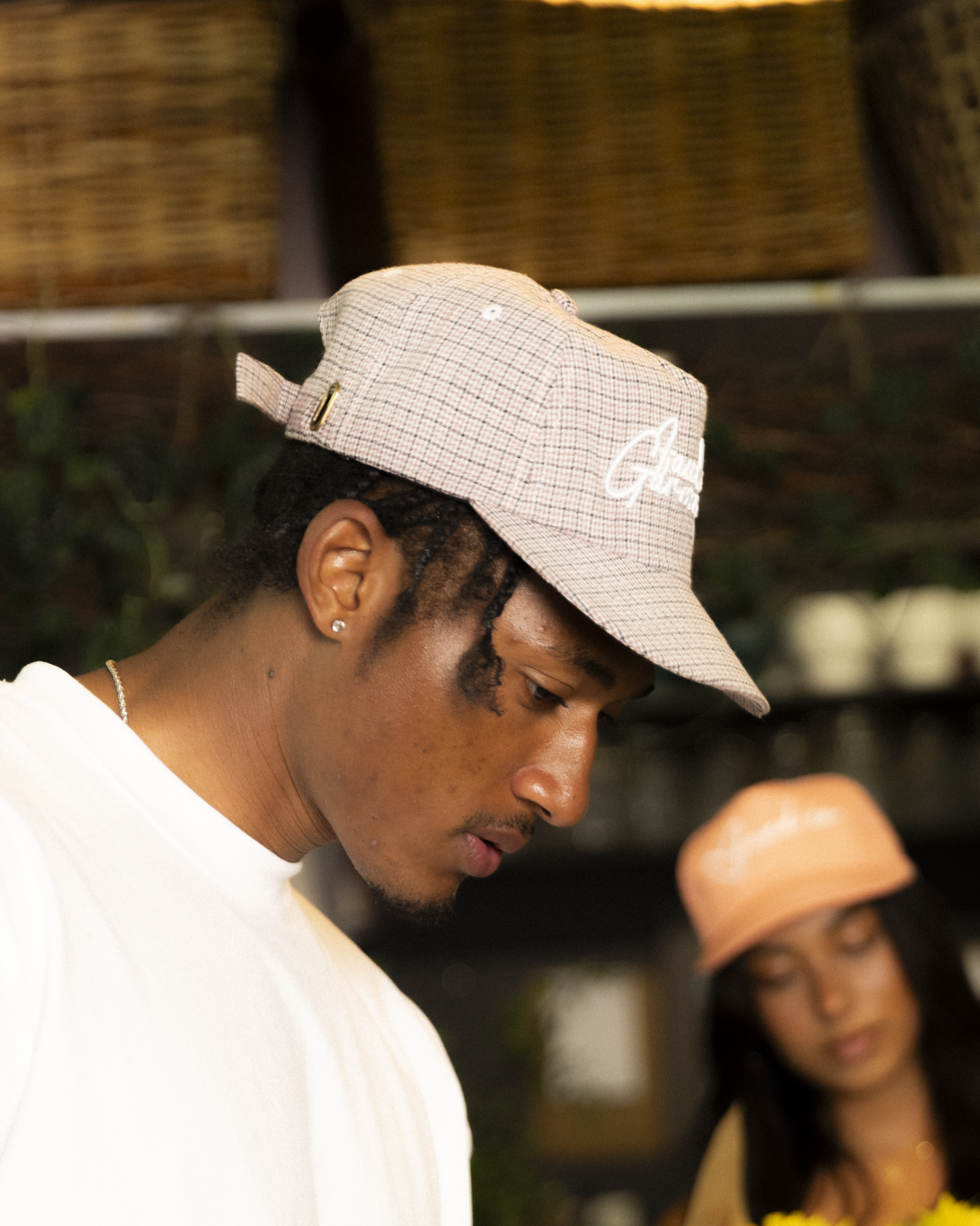 BHF Script Cap - Short Brim 5 Panel - Pink/Black Plaid