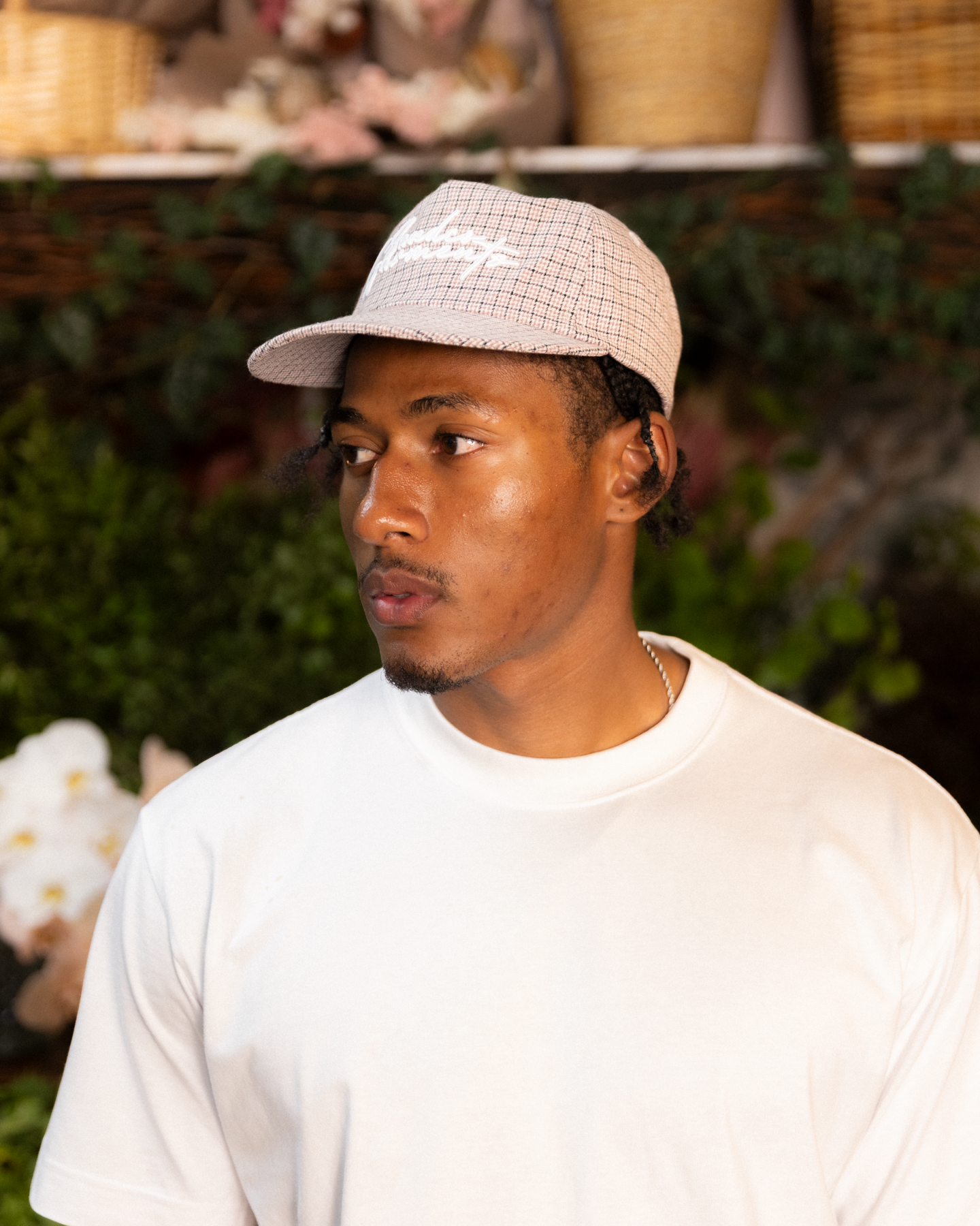 BHF Script Cap - Short Brim 5 Panel - Pink/Black Plaid