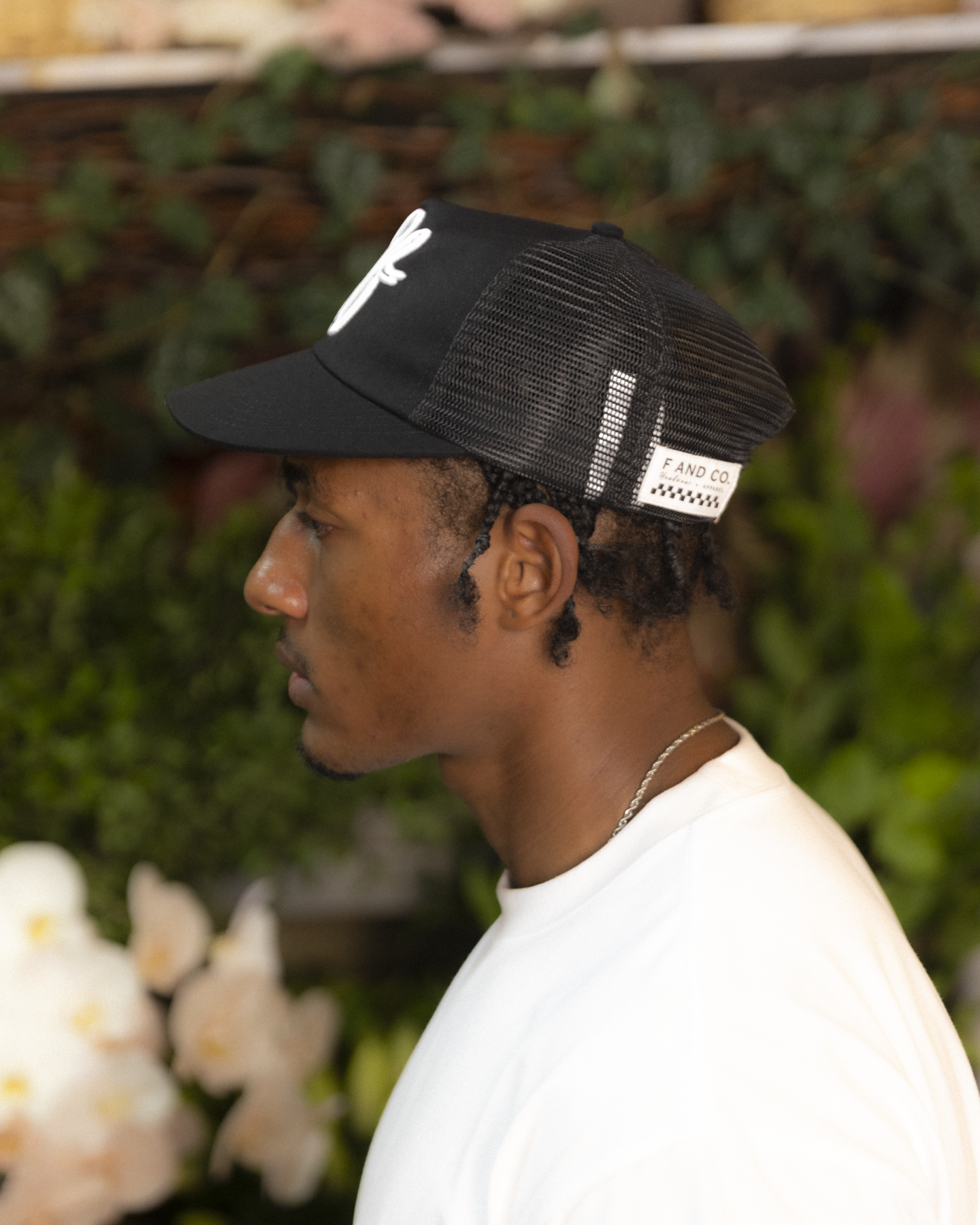 Heart Monogram Cap - Wide Brim 5 Panel - Black/Trucker