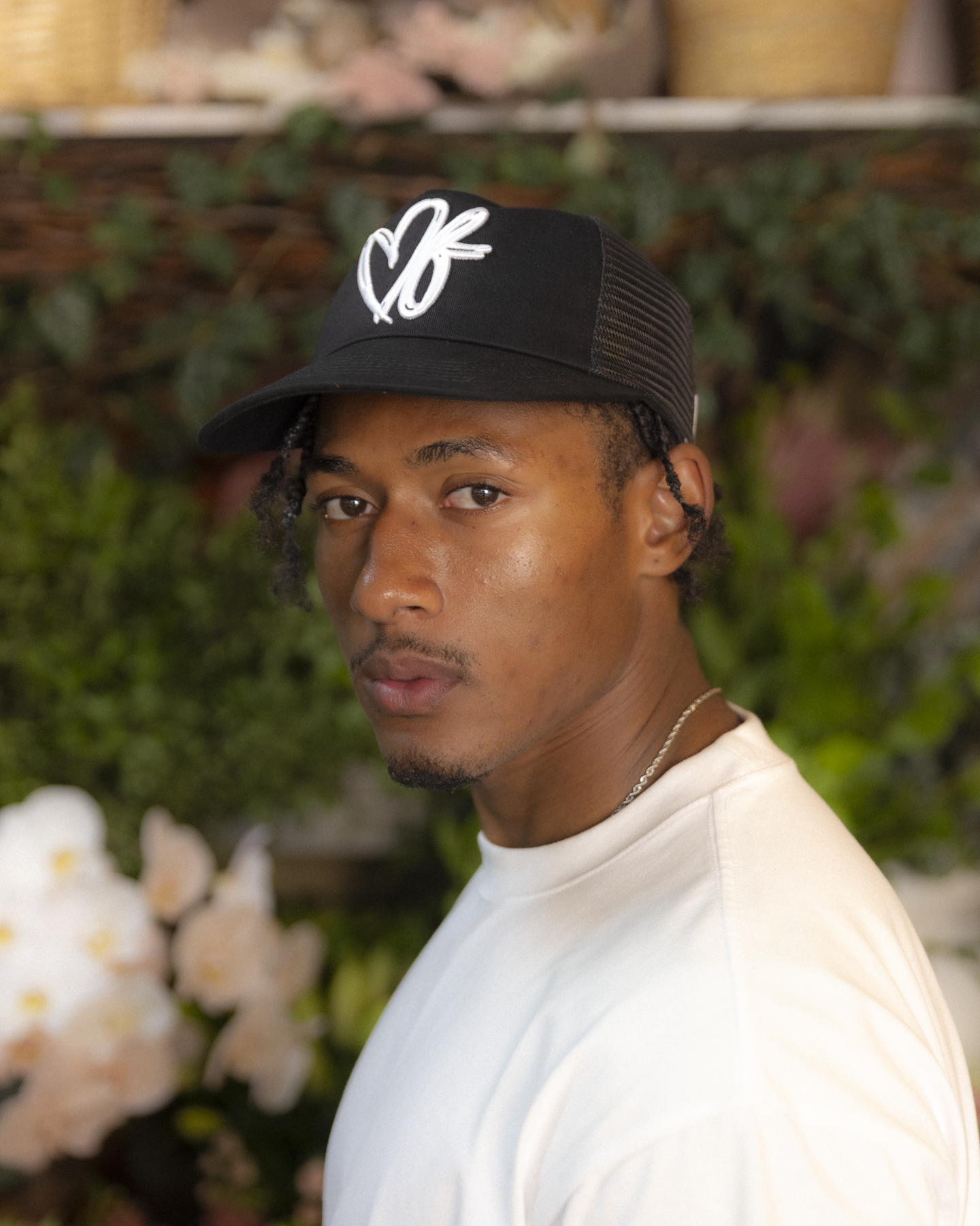 Heart Monogram Cap - Wide Brim 5 Panel - Black/Trucker