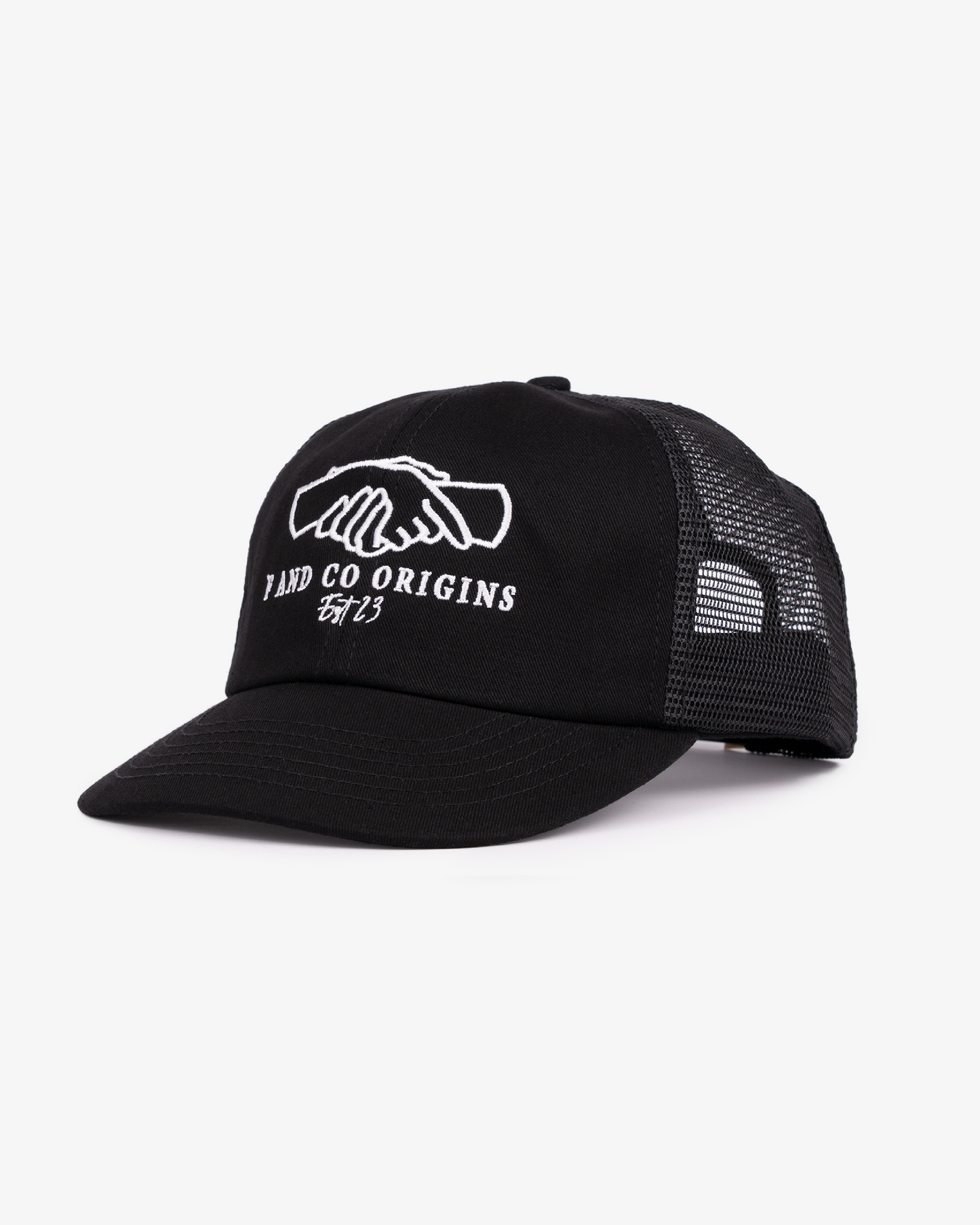 Origins Trucker Cap - Short Brim 5 Panel - Black