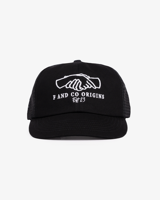 Origins Trucker Cap - Short Brim 5 Panel - Black