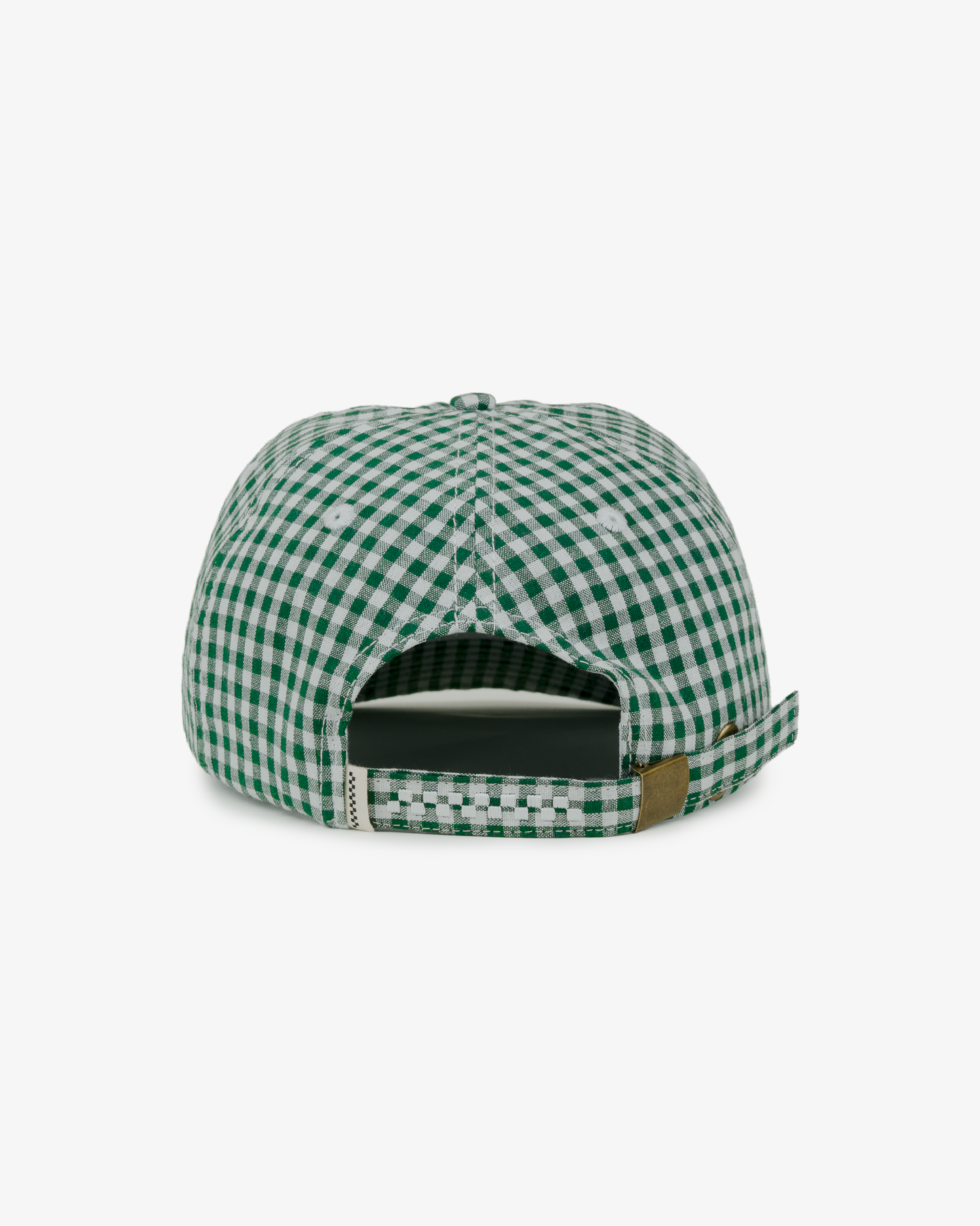 Picnic Letterman Cap - Short Brim 6 Panel - Green/White Plaid