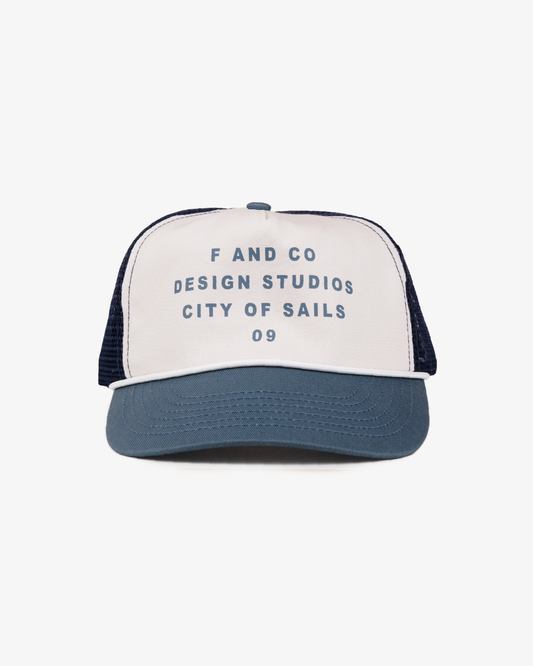 09 Cap - Ball Trucker - Off White/Blue