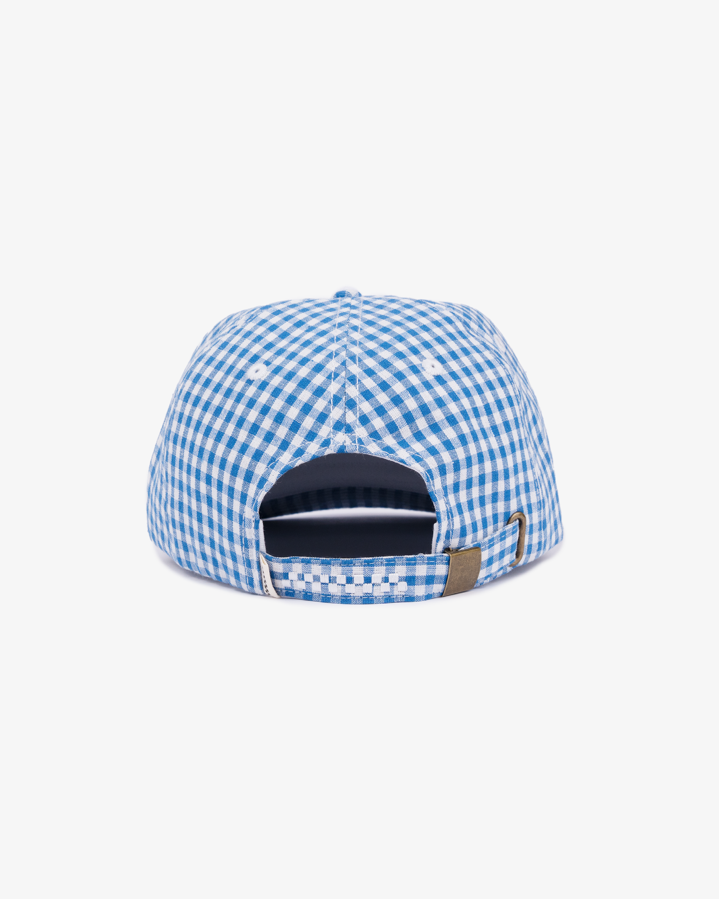 Picnic Letterman Cap - Short Brim 6 Panel - Blue/White Gingham