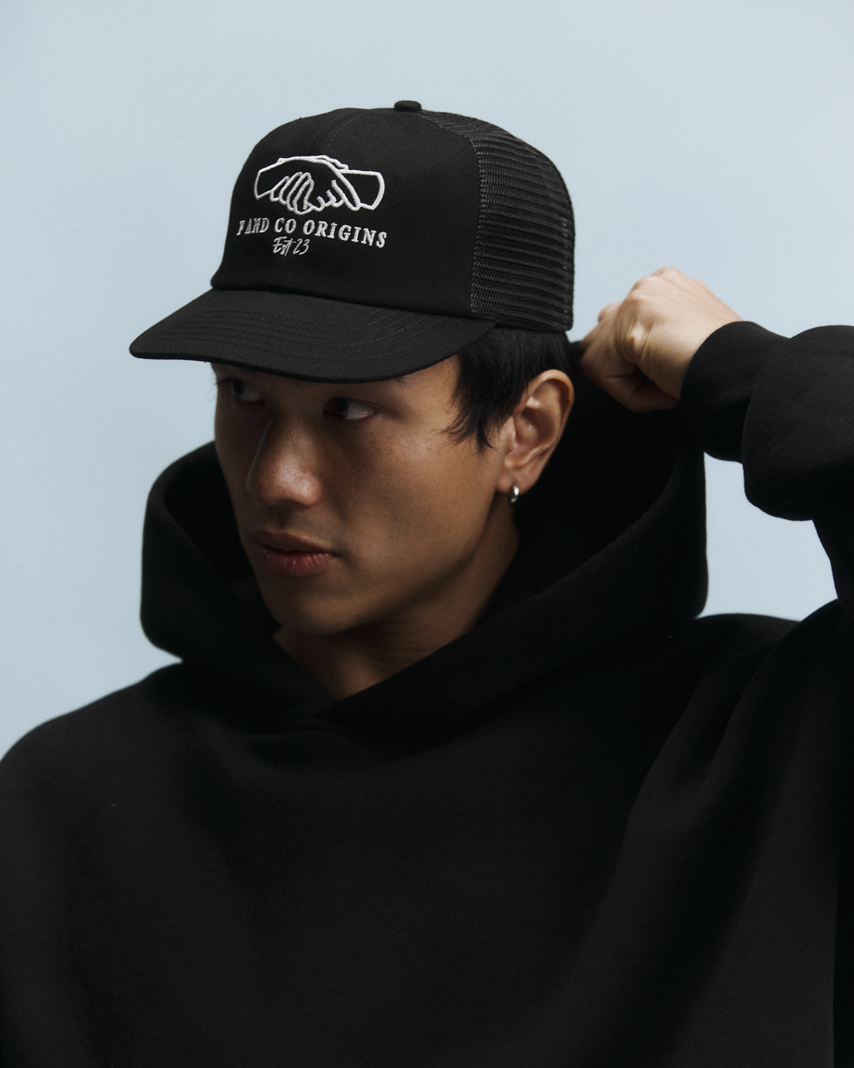 Origins Trucker Cap - Short Brim 5 Panel - Black