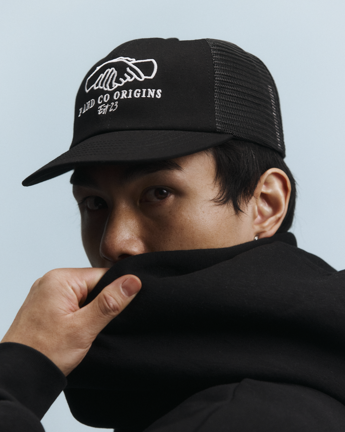 Origins Trucker Cap - Short Brim 5 Panel - Black