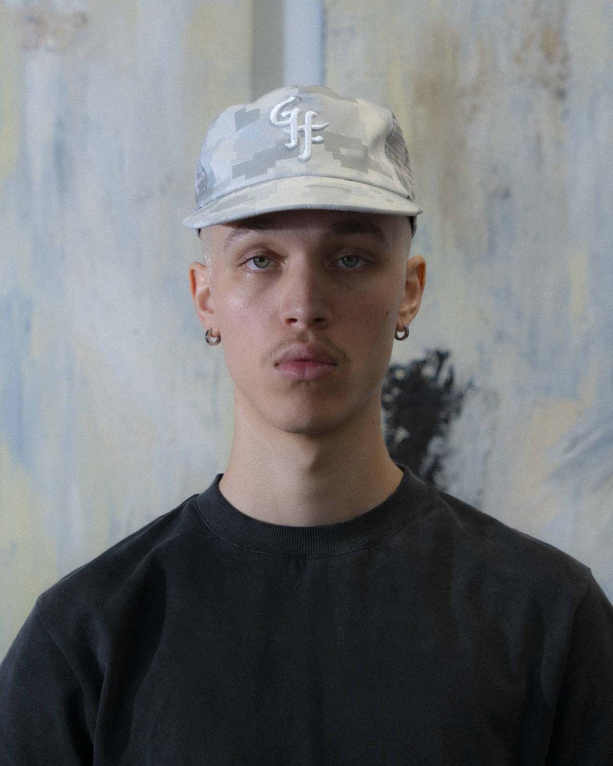 Glass Half Full Trucker Cap - Short Brim 5 Panel - Digital Camo
