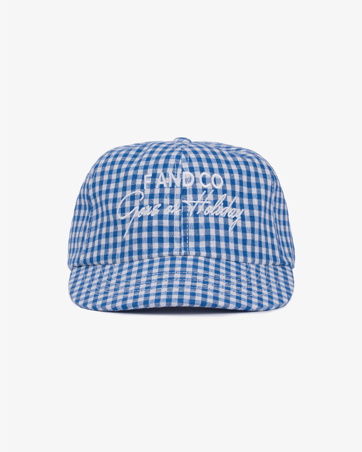 Picnic Cap - Short Brim 6 Panel - Blue/White Plaid
