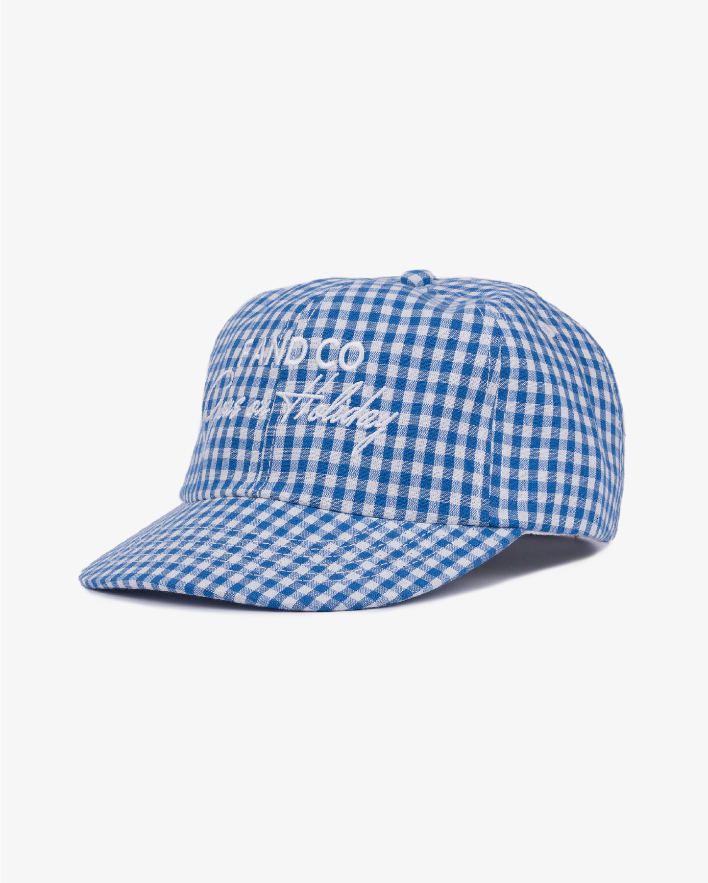 Picnic Cap - Short Brim 6 Panel - Blue/White Plaid