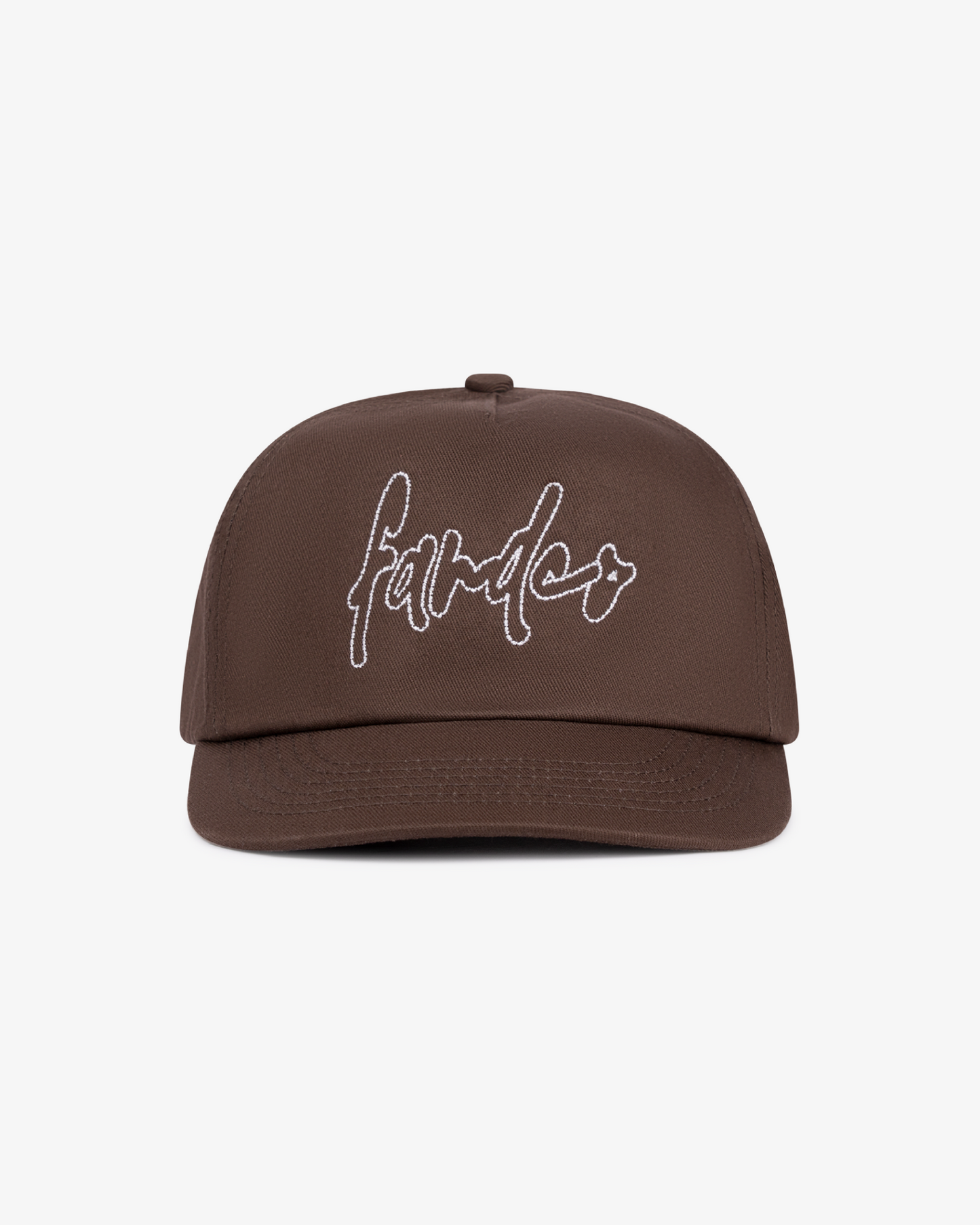 Outline Signage Cap - Short Brim 5 Panel - Brown
