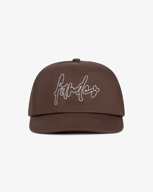 Outline Signage Cap - Short Brim 5 Panel - Brown