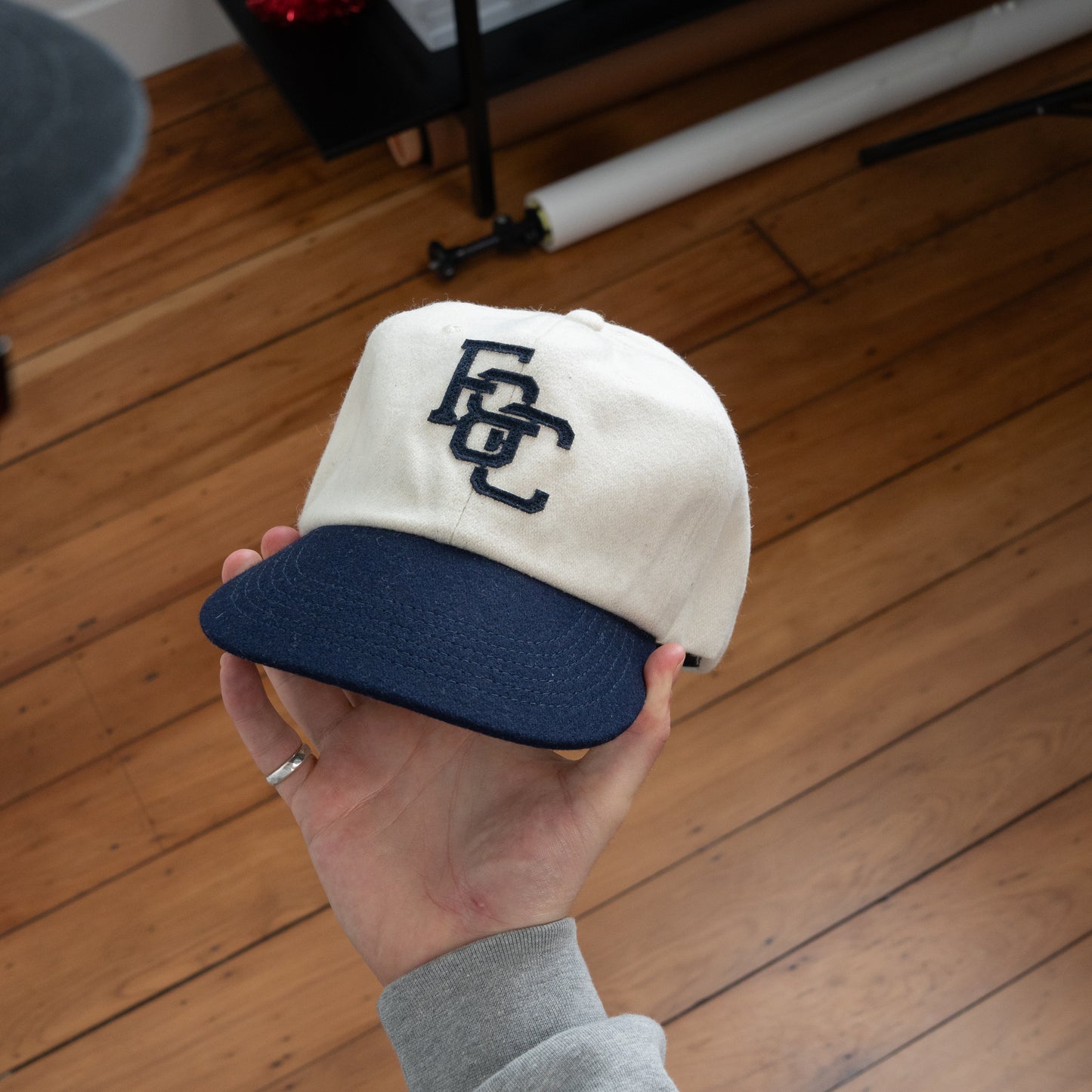 Monogram Ball Cap - Navy/Off-White