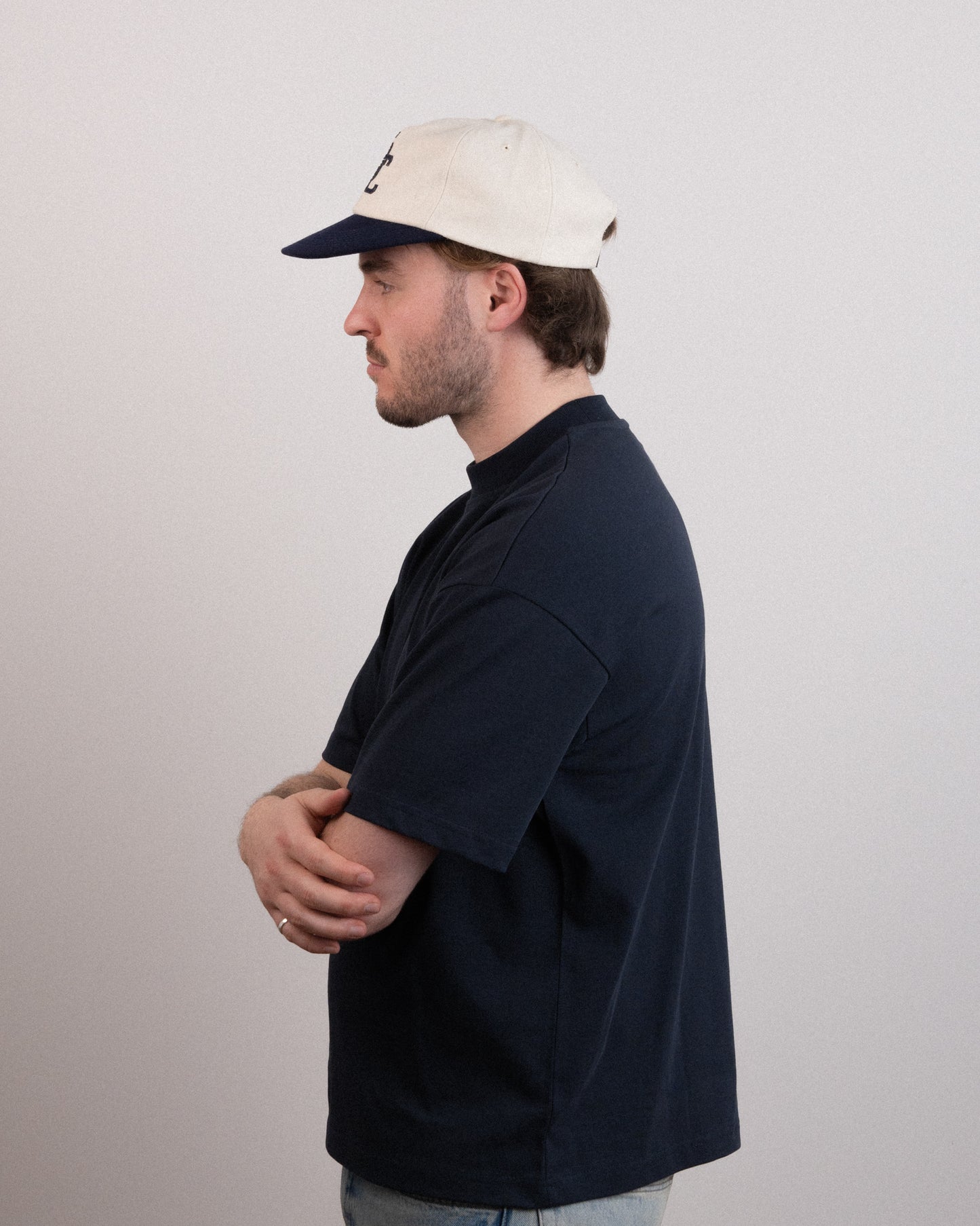 Monogram Ball Cap - Navy/Off-White