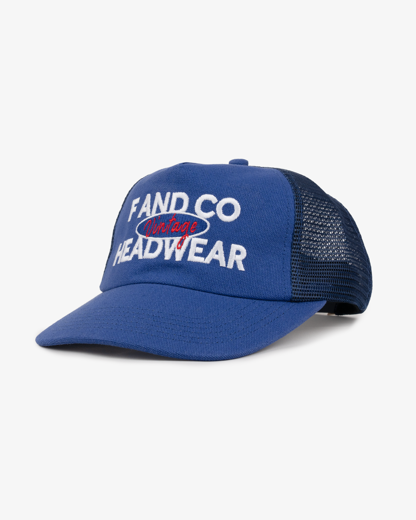 Vintage Trucker Cap - Wide Brim 5 Panel - Washed Royal Blue