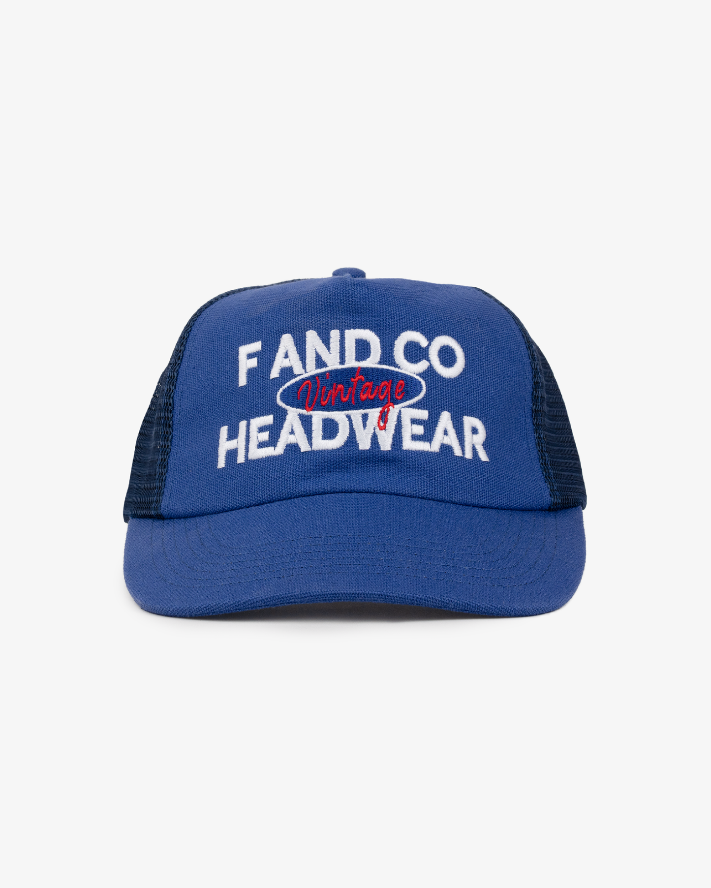 Vintage Trucker Cap - Wide Brim 5 Panel - Washed Royal Blue