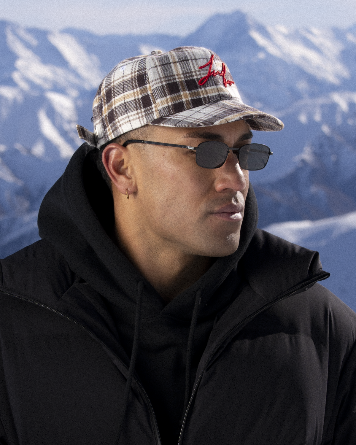 Winter Plaid Cap - Short Brim 6 Panel - Brown