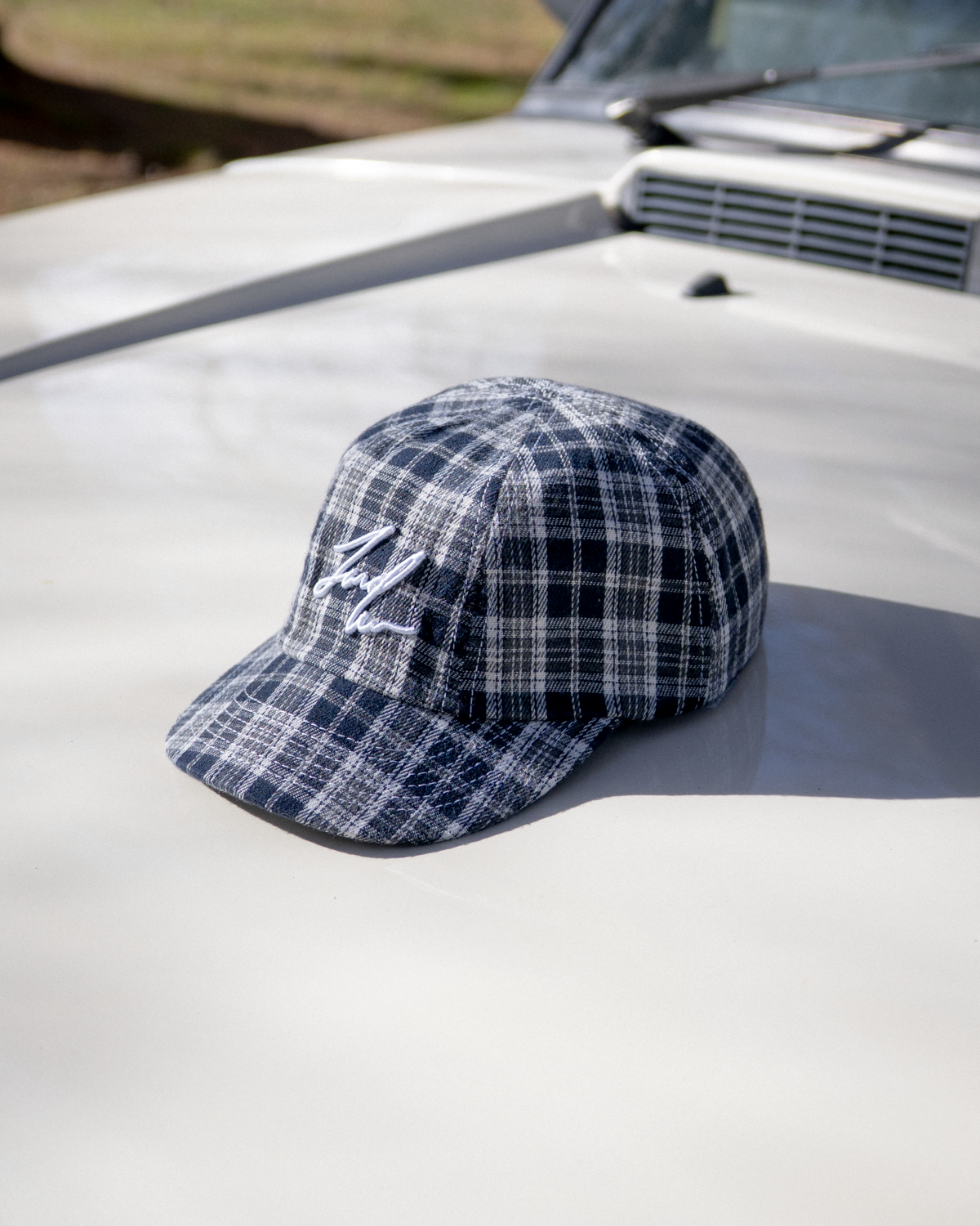 Winter Plaid Cap - Short Brim 6 Panel - Navy