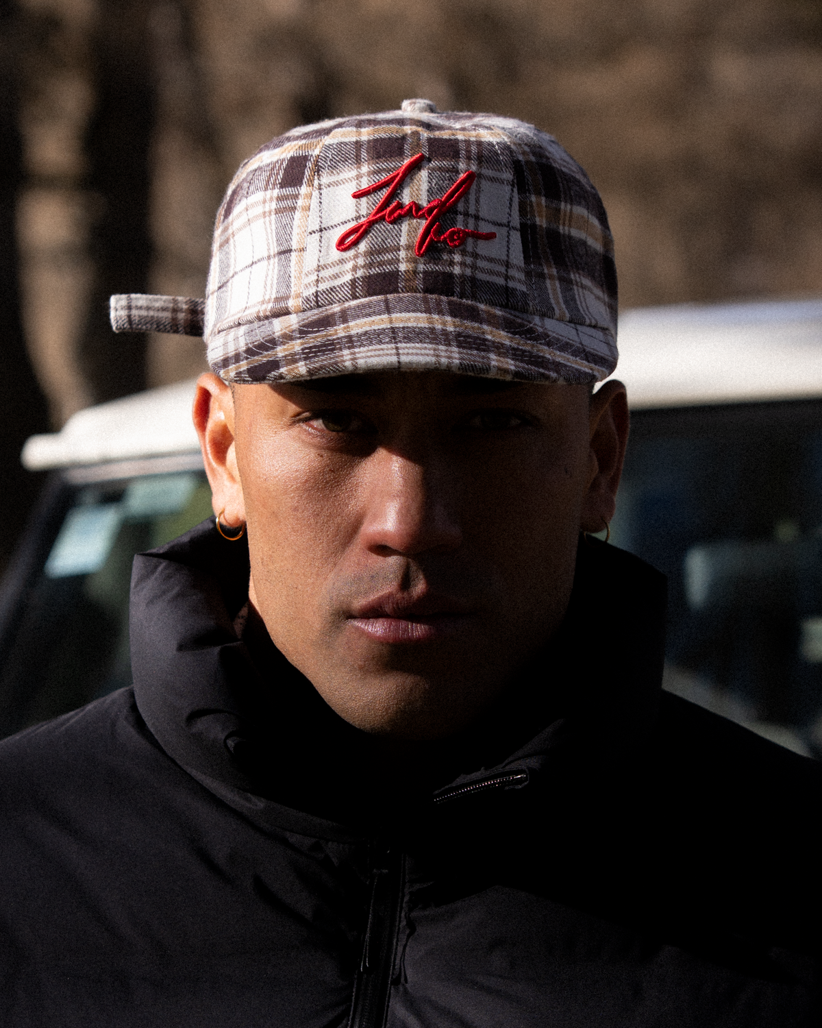 Winter Plaid Cap - Short Brim 6 Panel - Brown